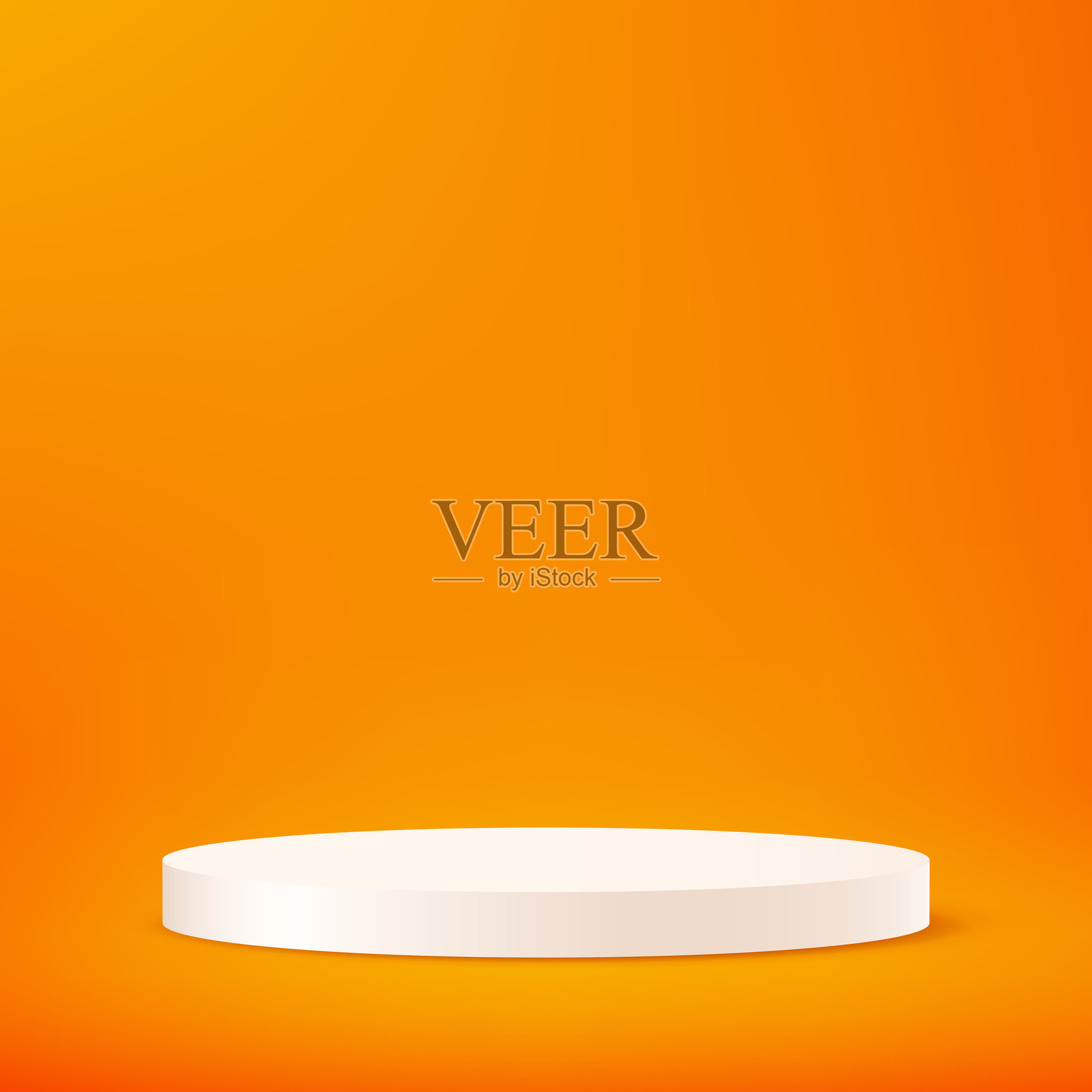橙色背景的3D矢量图，配有白色展台。适合在网站上销售产品的空间。矢量插图。插画图片素材