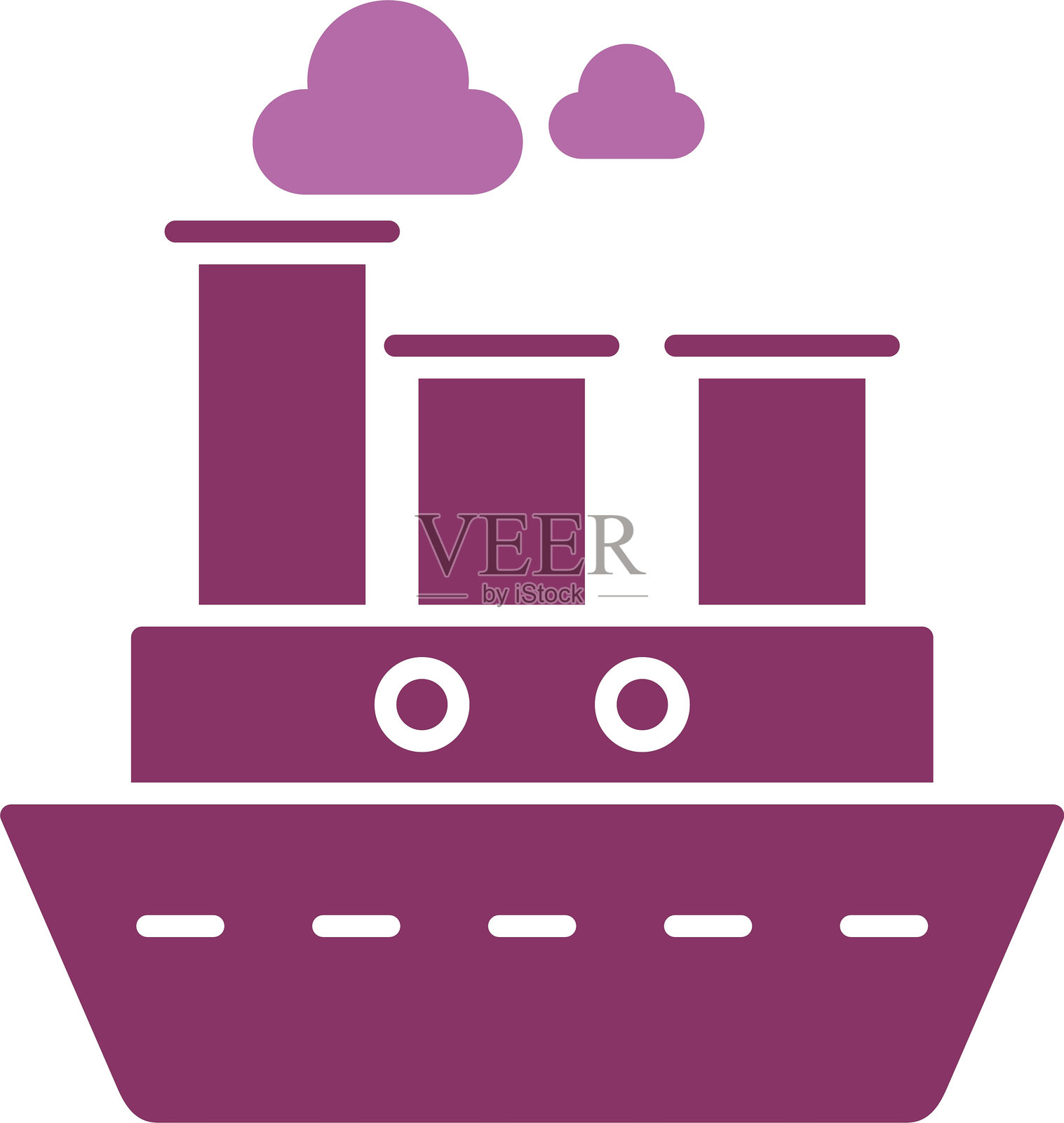 蒸汽船图标双色设计插画图片素材