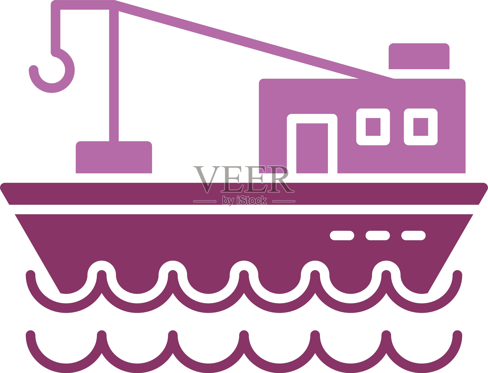 渔船图标双色设计插画图片素材