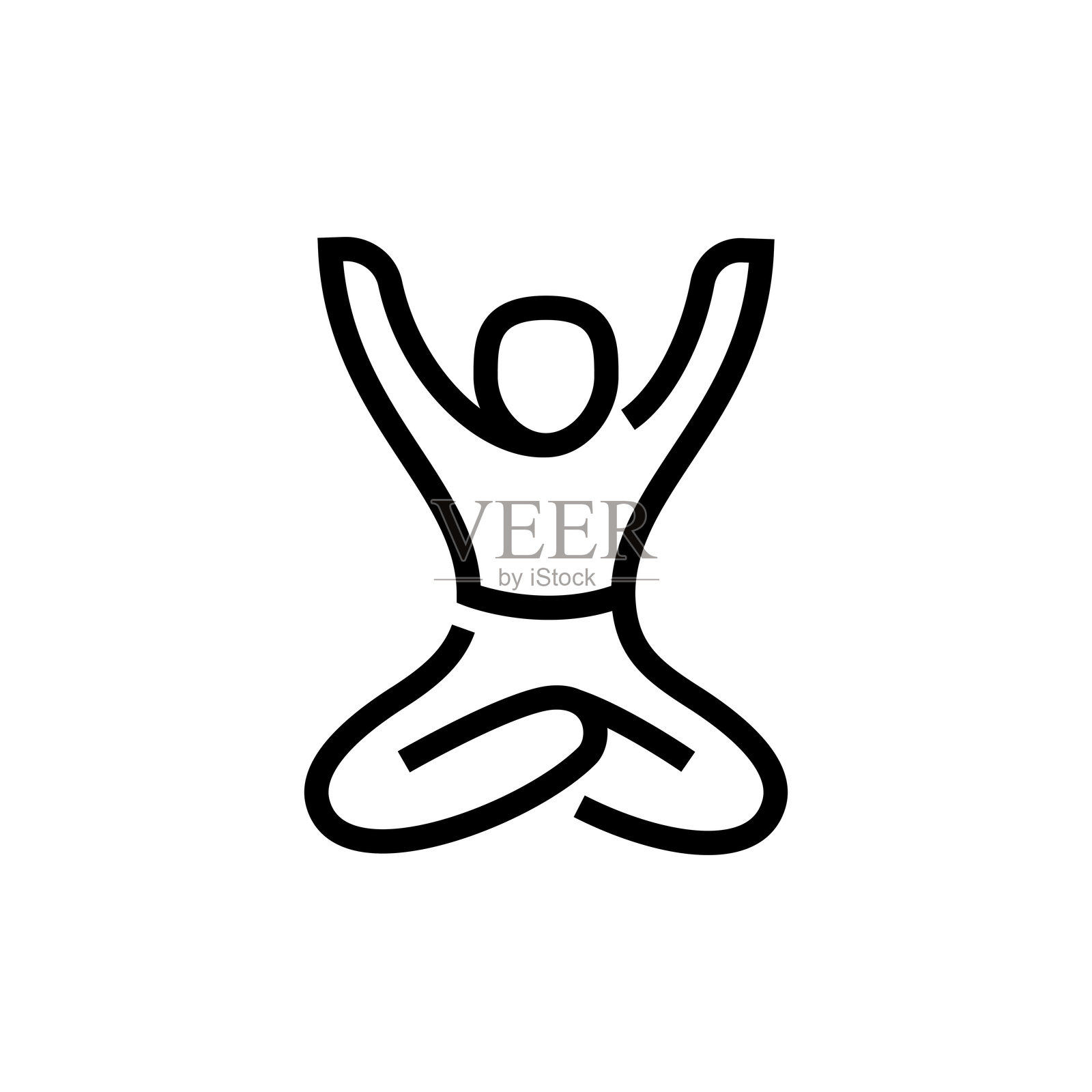 瑜伽和冥想动作线条图标。冥想、放松、健康、锻炼。插画图片素材