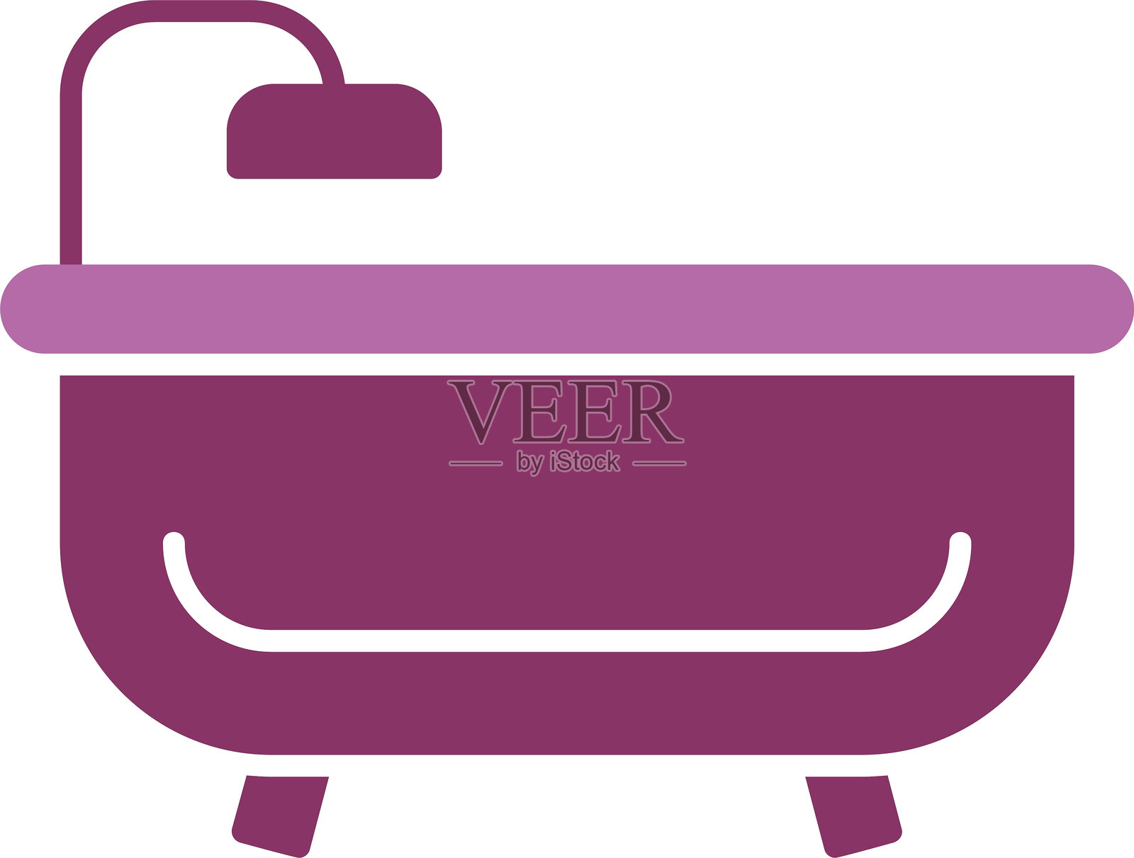 浴缸图标双色设计插画图片素材