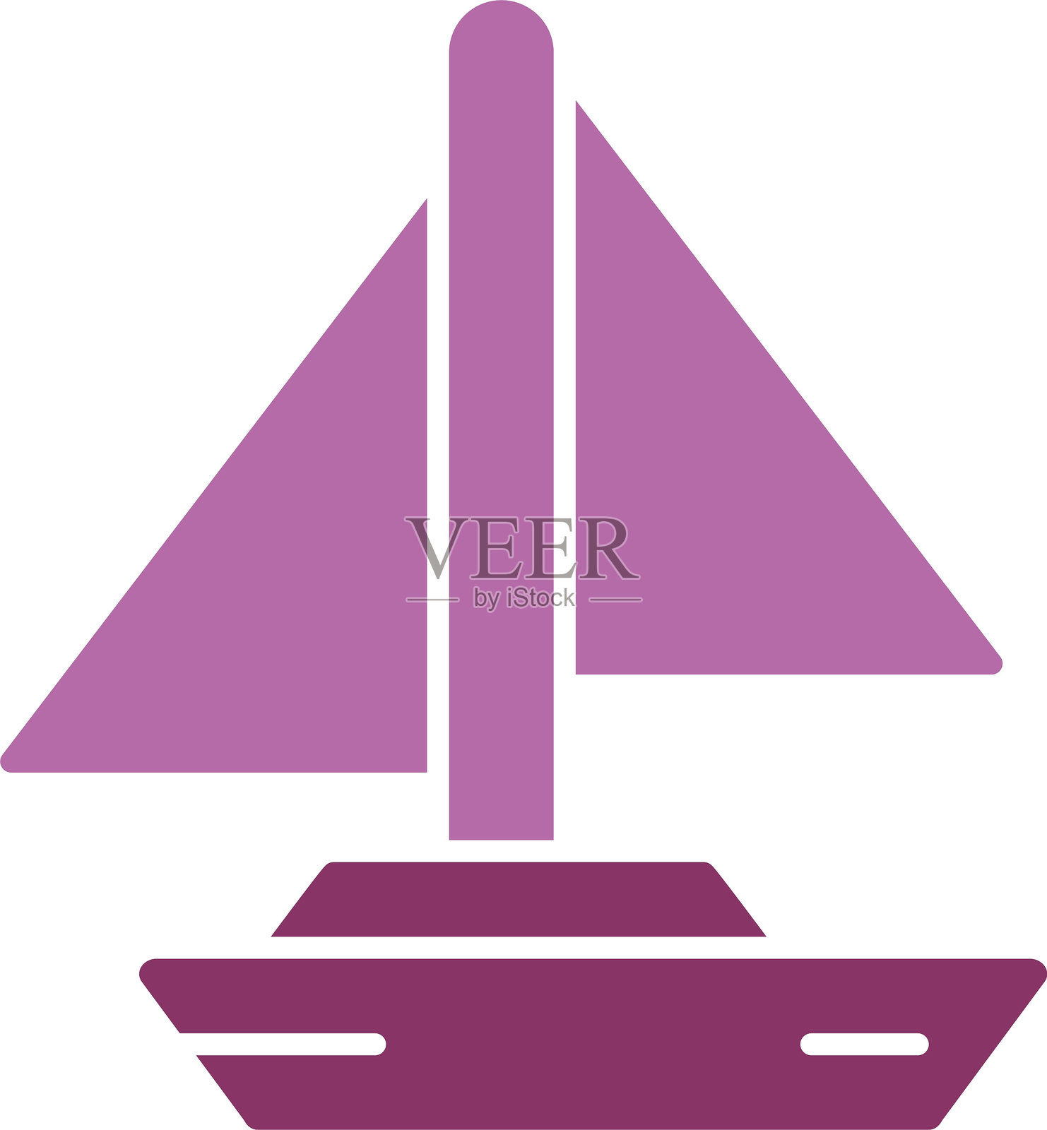 小游艇图标双色设计插画图片素材