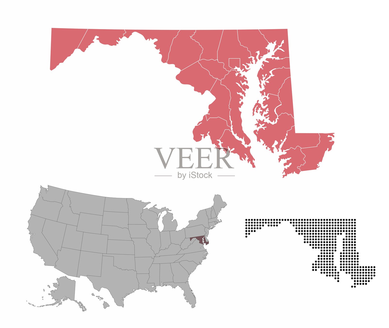 马里兰州地图插画图片素材