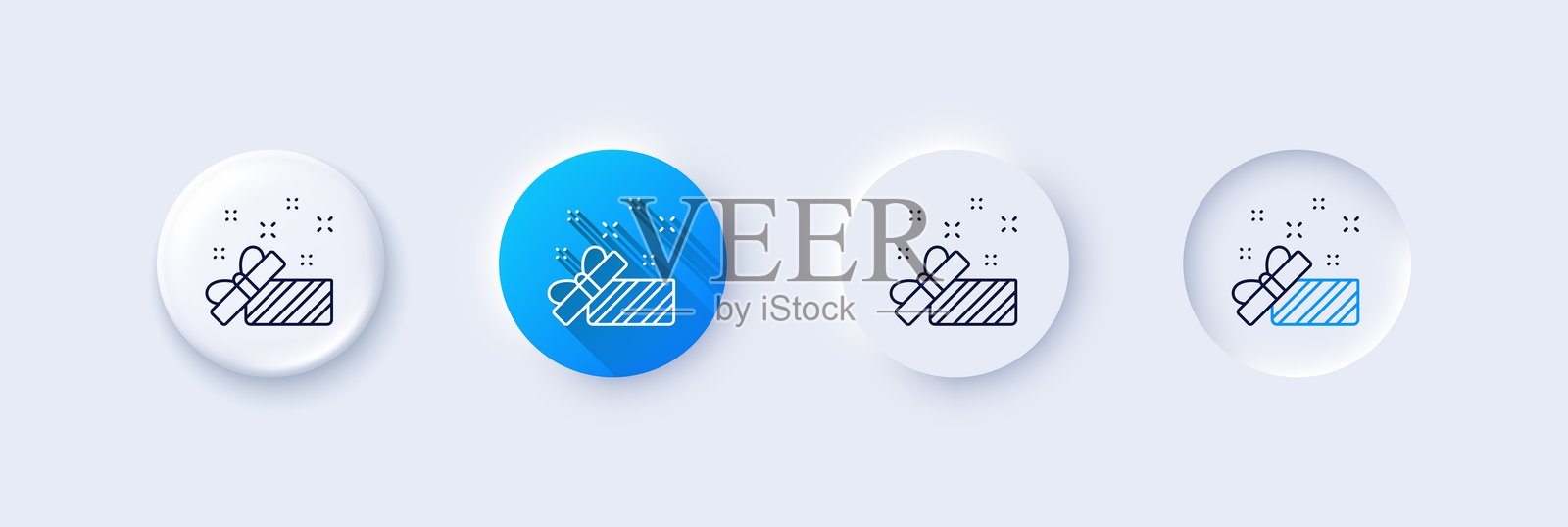 礼品盒打开线条图标。圣诞节或新年礼物标志。线条图标。矢量图。插画图片素材