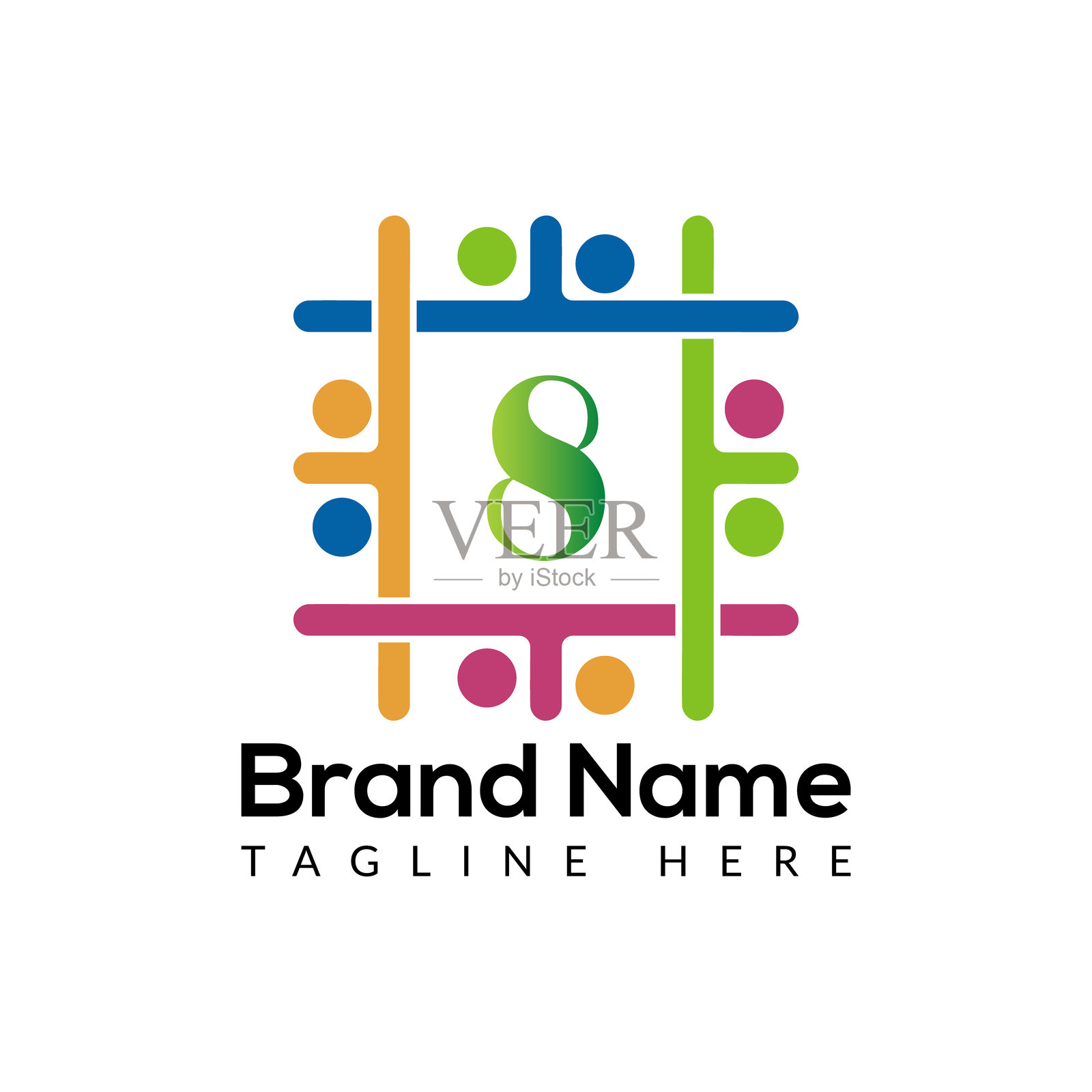 现代抽象8字母首字母标志设计插画图片素材