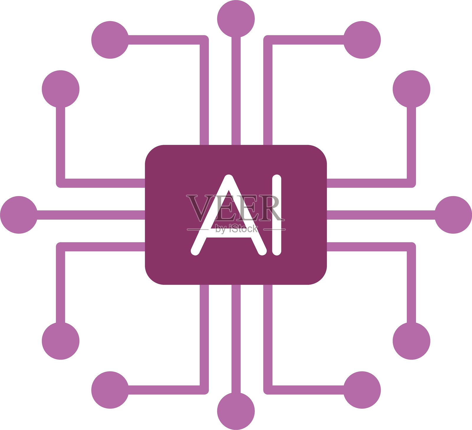 人工智能图标双色图形插画图片素材