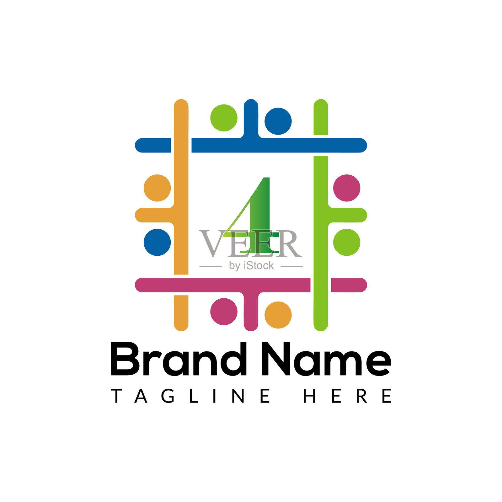 现代四字母抽象初始标志设计插画图片素材