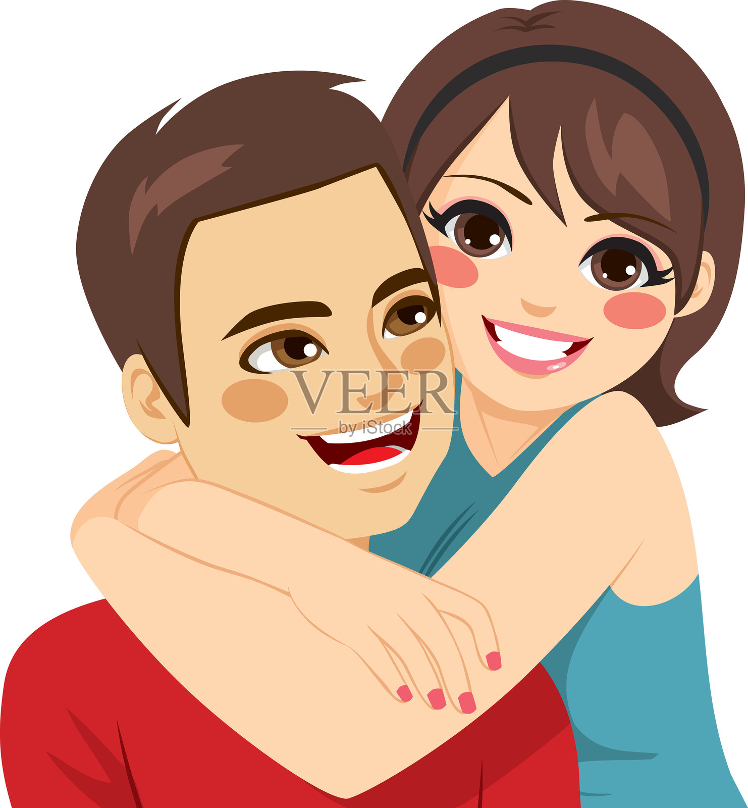 情侣相拥而爱插画图片素材