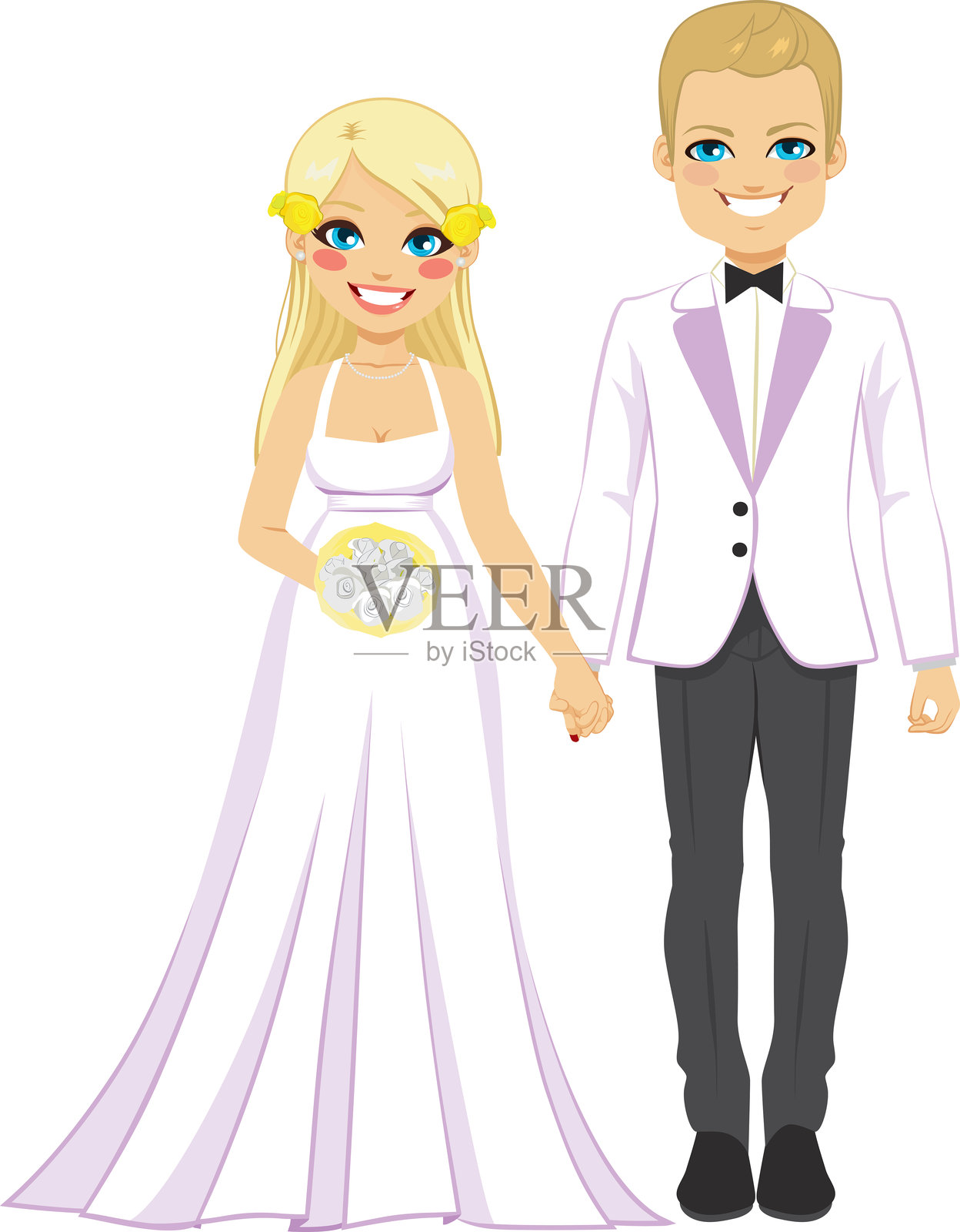 新娘新郎情侣插画图片素材