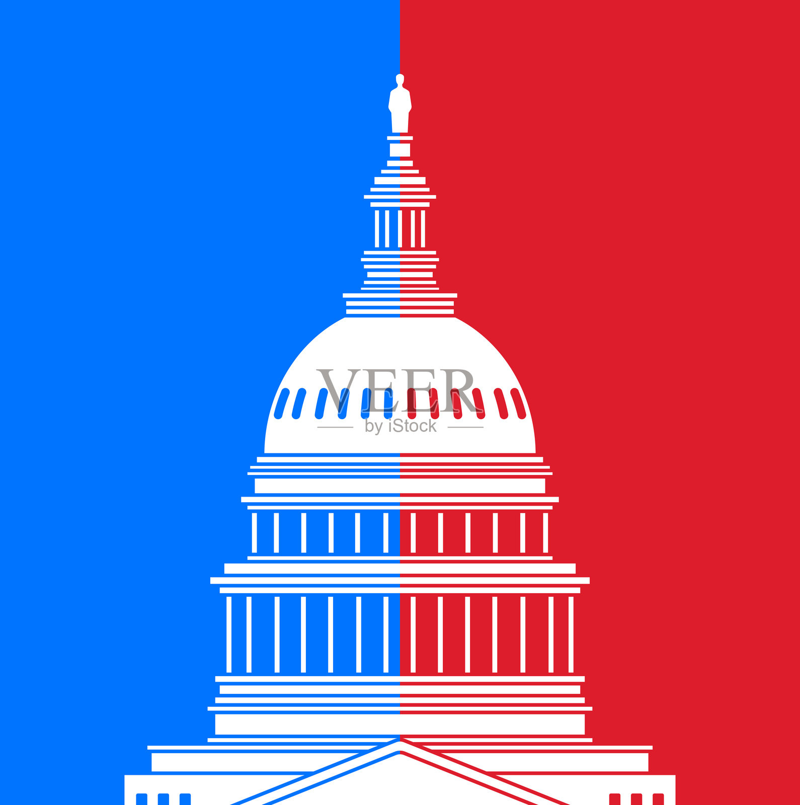 美国国会大厦圆顶剪影插画图片素材