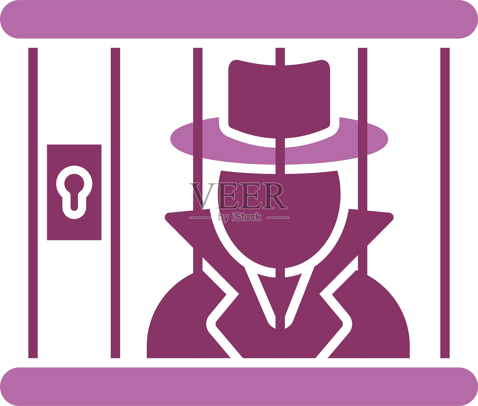 监狱中的罪犯双色图标插画图片素材