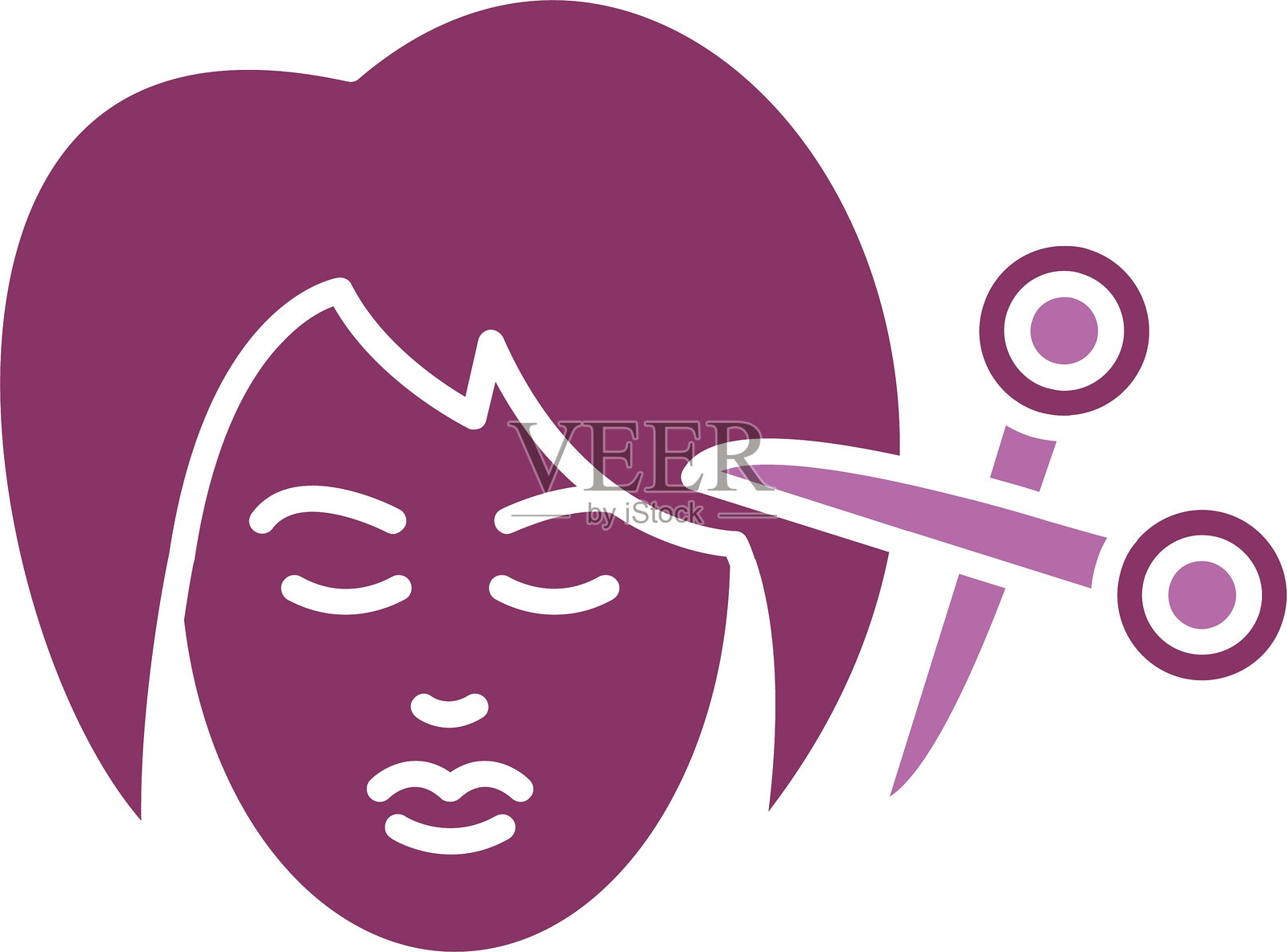 女性发型图标双色设计插画图片素材