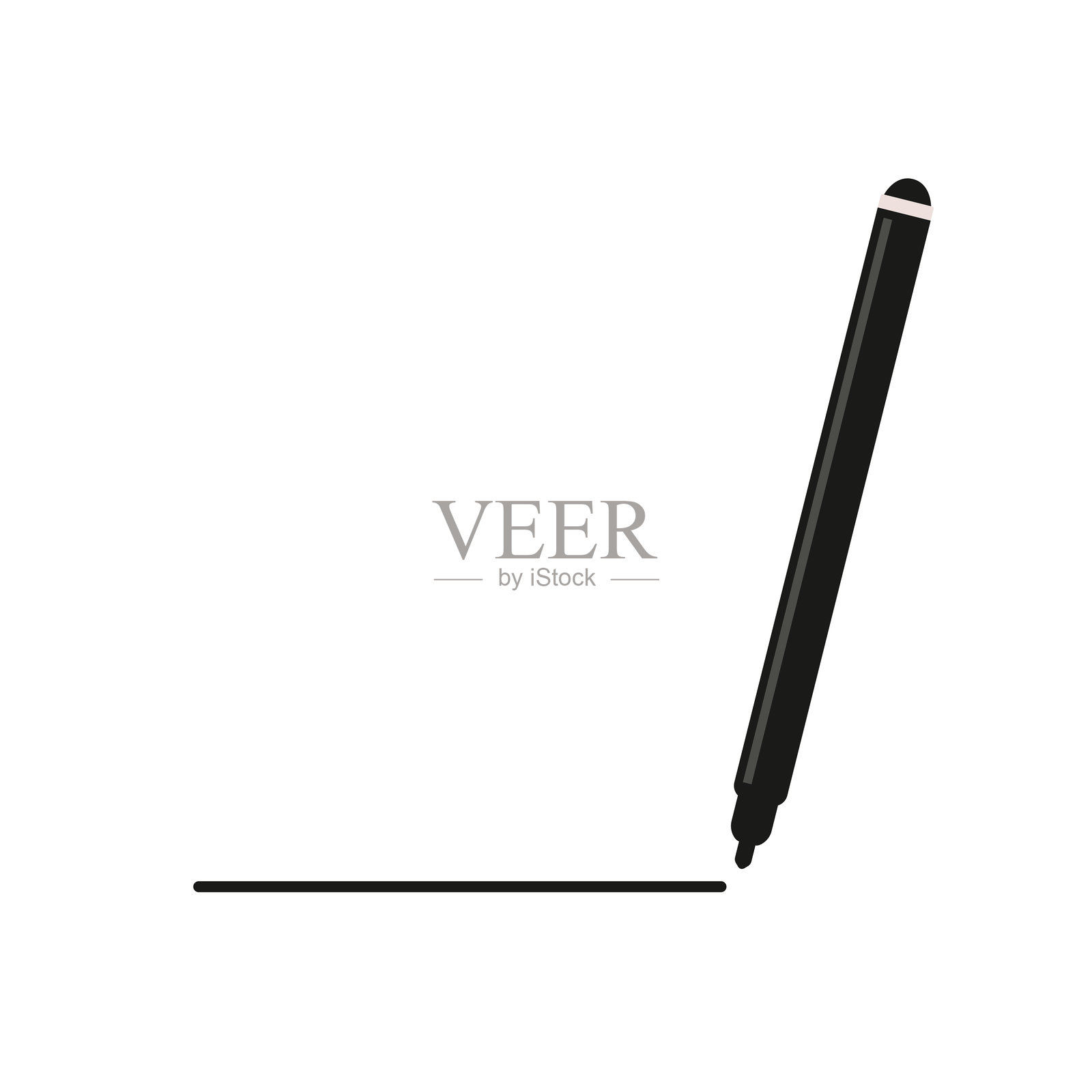 一支毡笔或马克笔画出一条直线。签名放置在这里。矢量插图插画图片素材