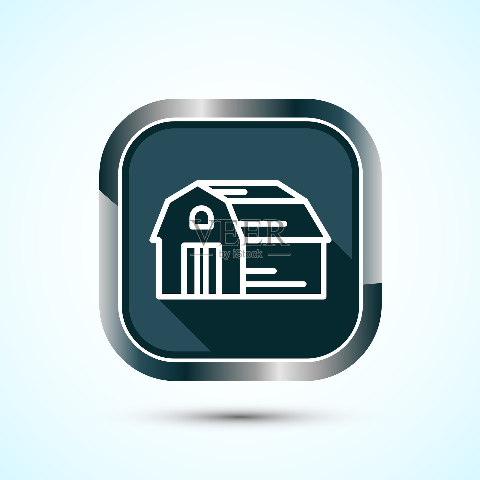 农业谷仓图标设计插图，农场和农业谷仓标志，灰色阴影按钮设计插画图片素材