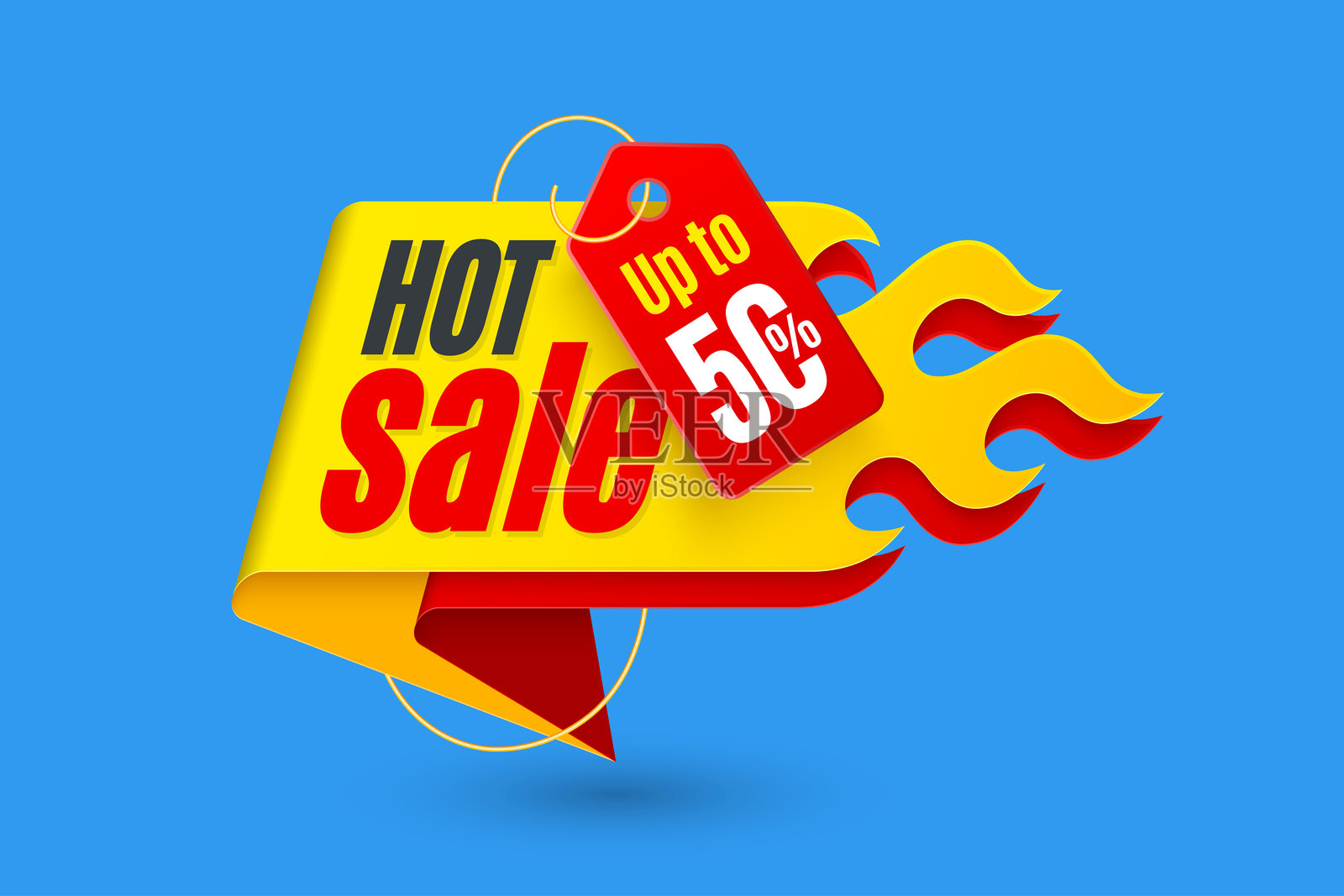 热销促销标签，标签模板设计。插画图片素材