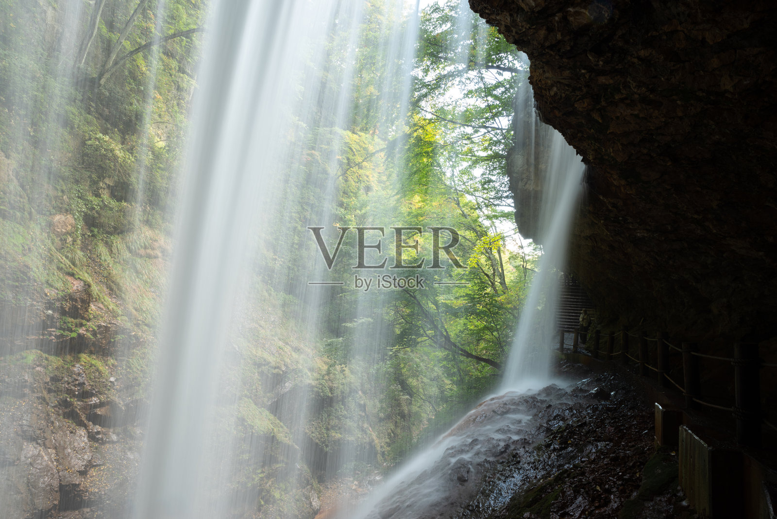 一个可以走到后面的美丽瀑布：雷鸣瀑布照片摄影图片