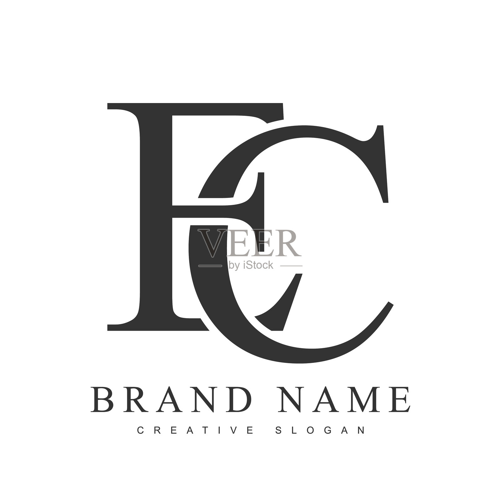 EC时尚模板。首字母e和c经典字体风格。适合公司名称或品牌形象。插画图片素材