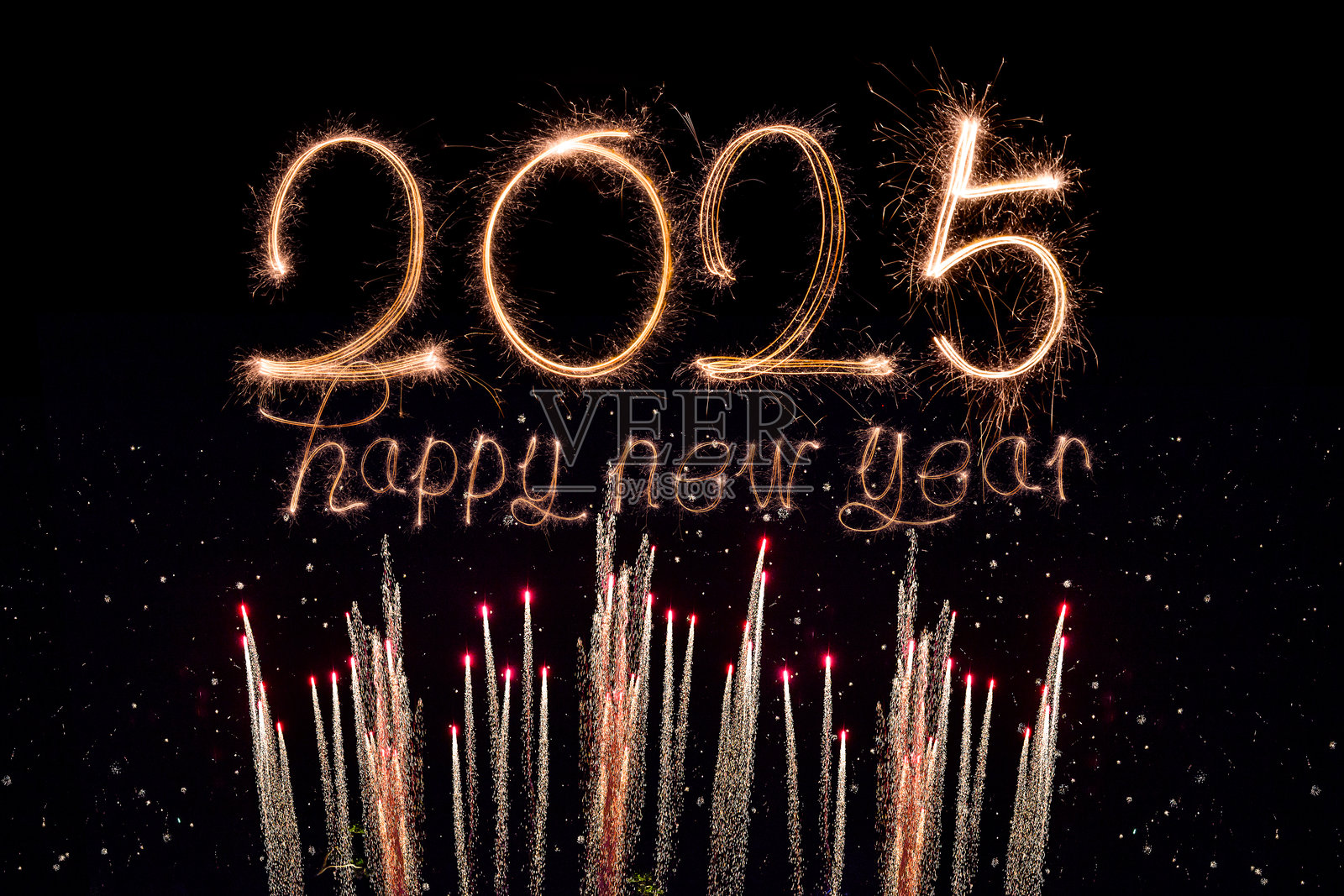 2025年的新年烟火照片摄影图片