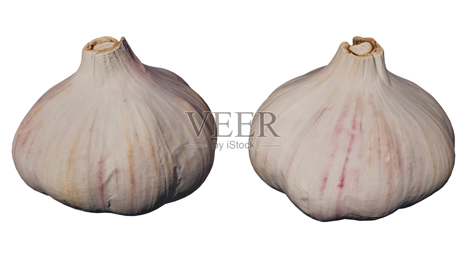 大蒜和蒜瓣，孤立图像，剪切路径照片摄影图片