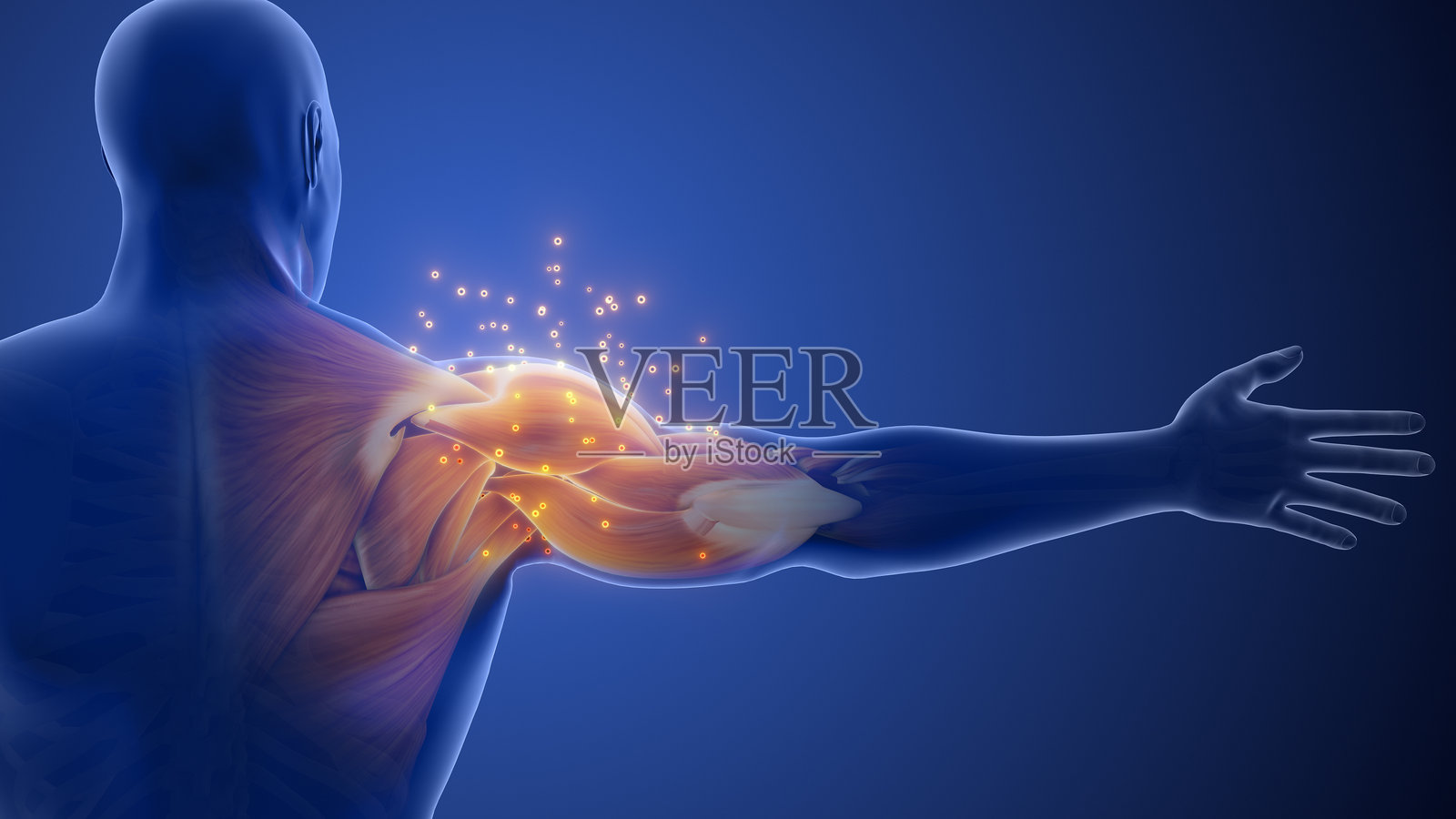 肩部区域的刺痛或锐痛照片摄影图片