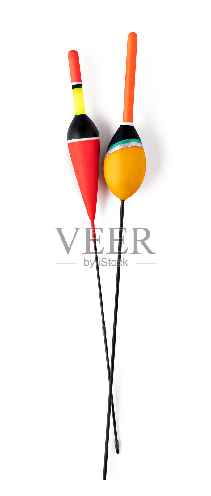 白色背景上的钓鱼浮漂照片摄影图片