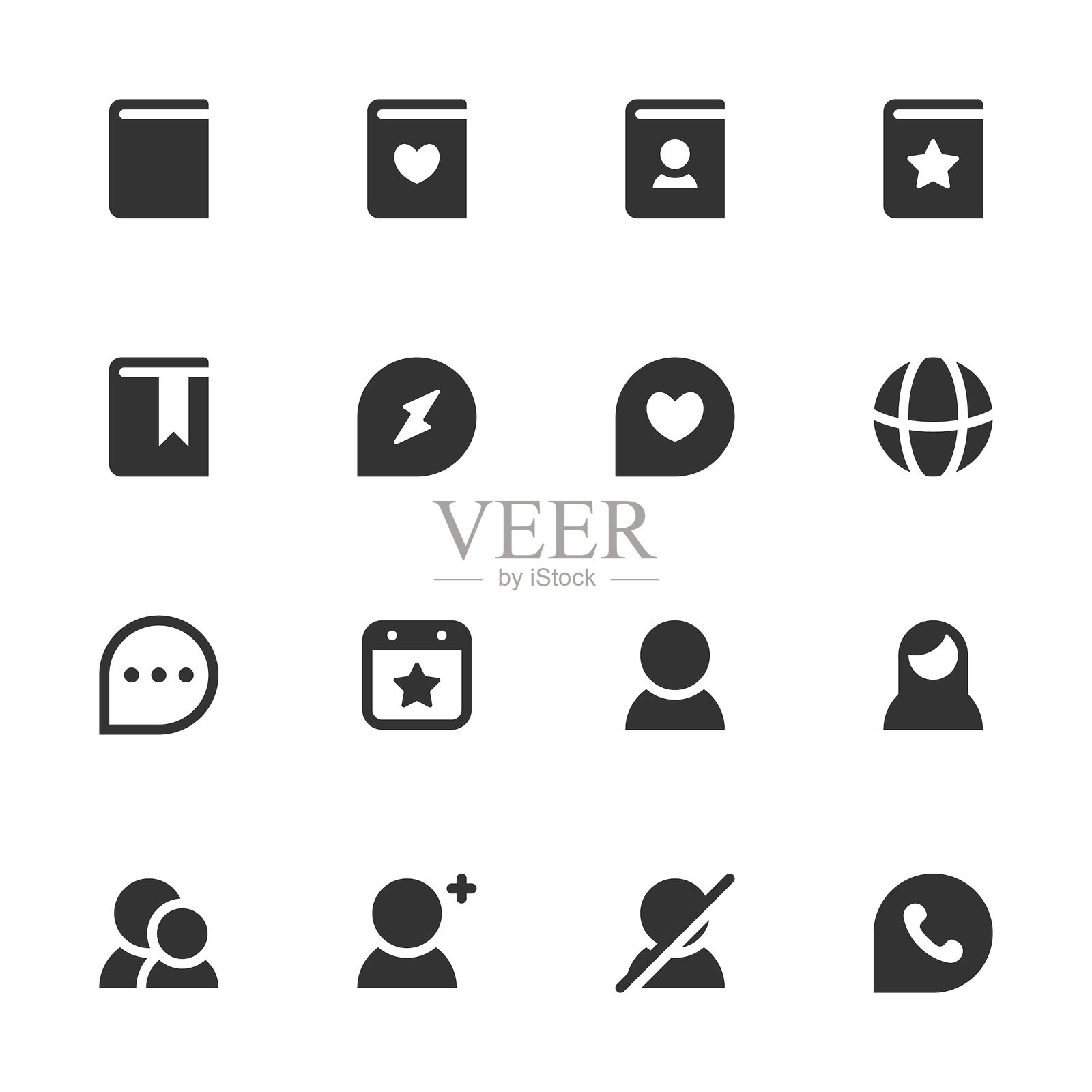 社交媒体图标设置-黑暗固体系列图标素材