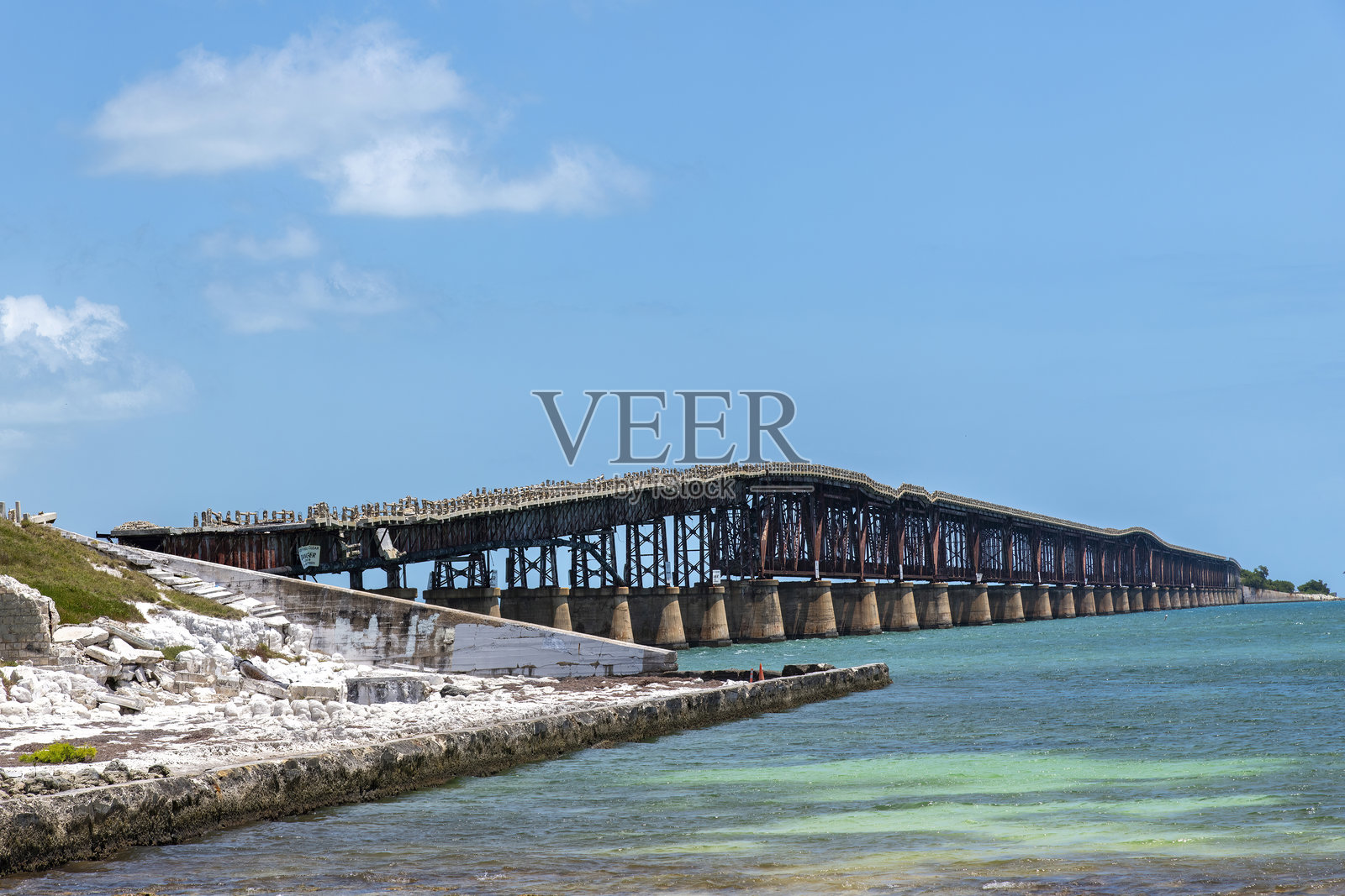 老弗拉格勒铁路桥或巴哈伊霍达铁路桥照片摄影图片