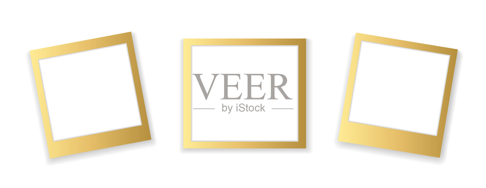 奢华的真实照片框架组合置于白色背景上插画图片素材