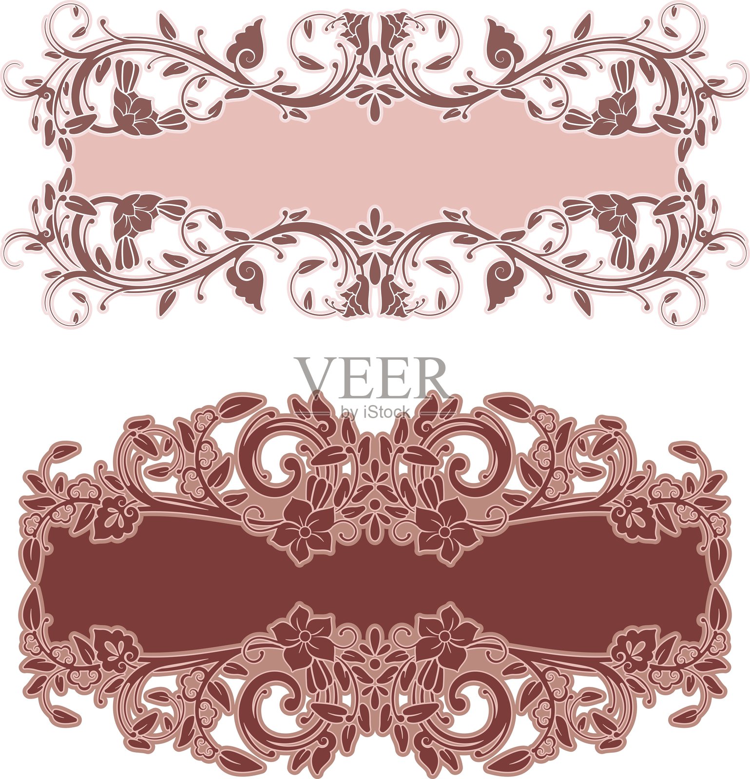 东方、土耳其、阿拉伯风格的矢量花卉装饰框架插画图片素材