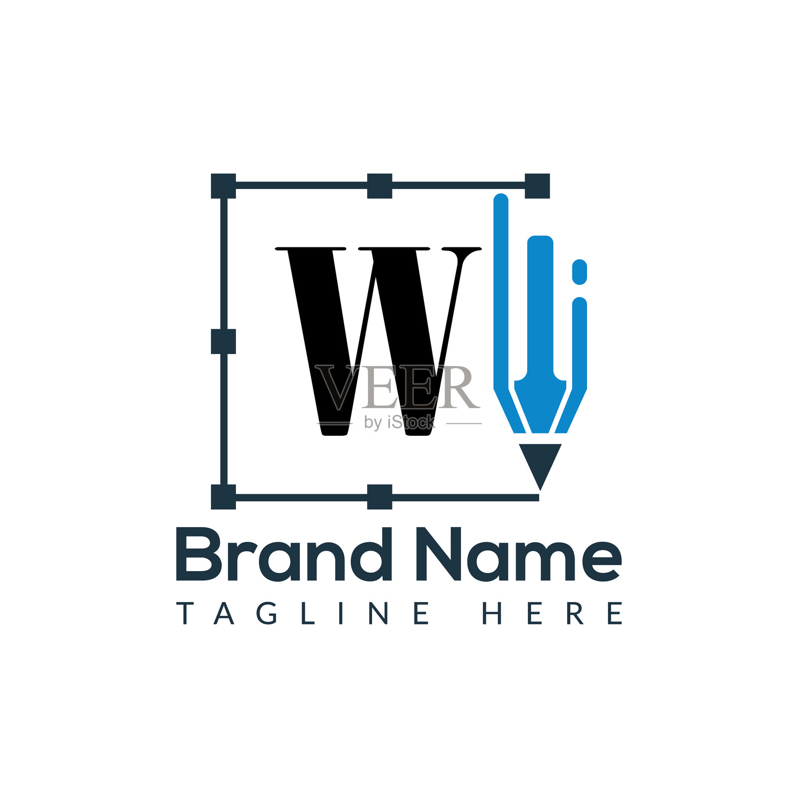 字母W上的教育标志模板。初始教育标志概念模板插画图片素材