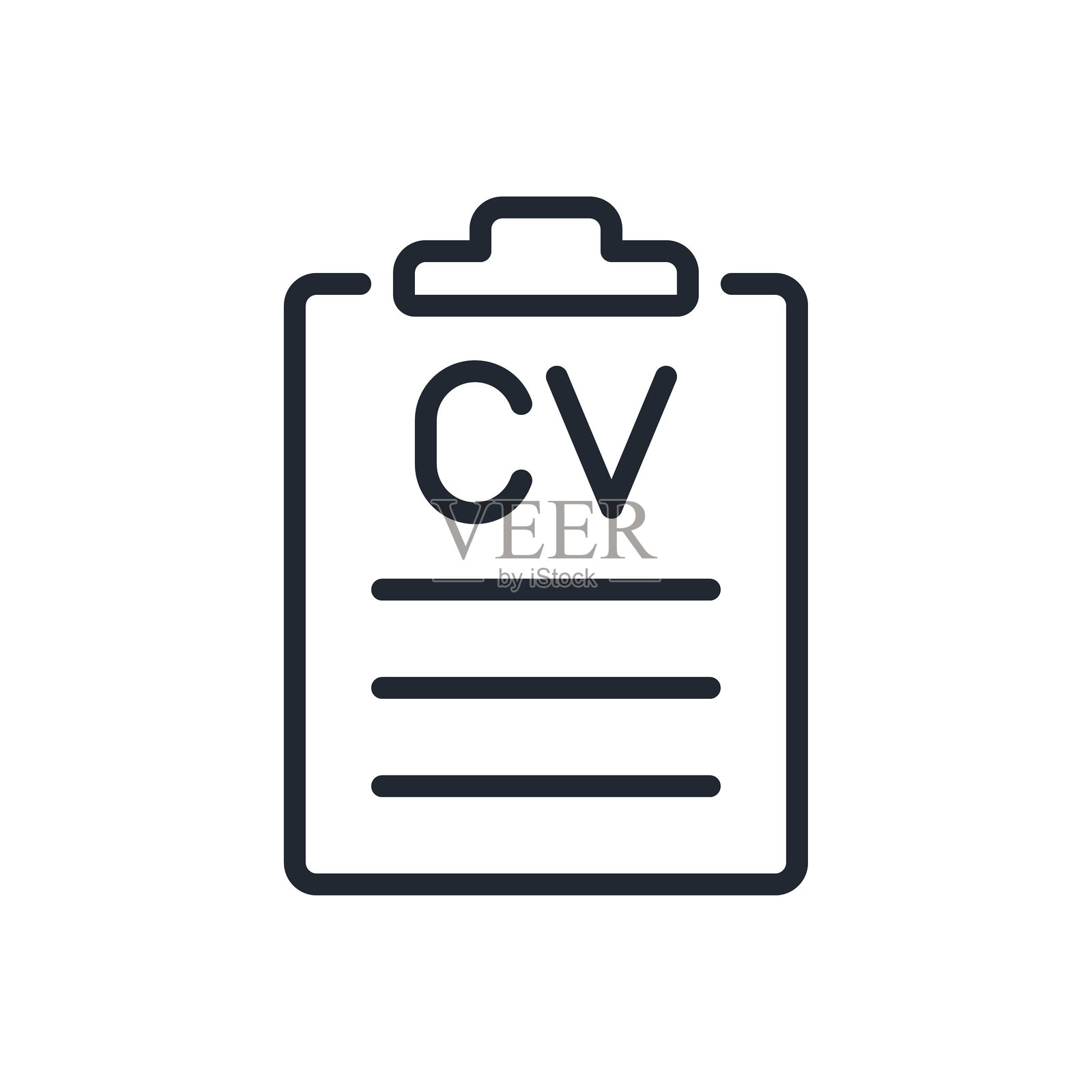 可编辑的简历文档轮廓图标，独立于白色背景，平面矢量插图。像素完美，64 x 64。插画图片素材