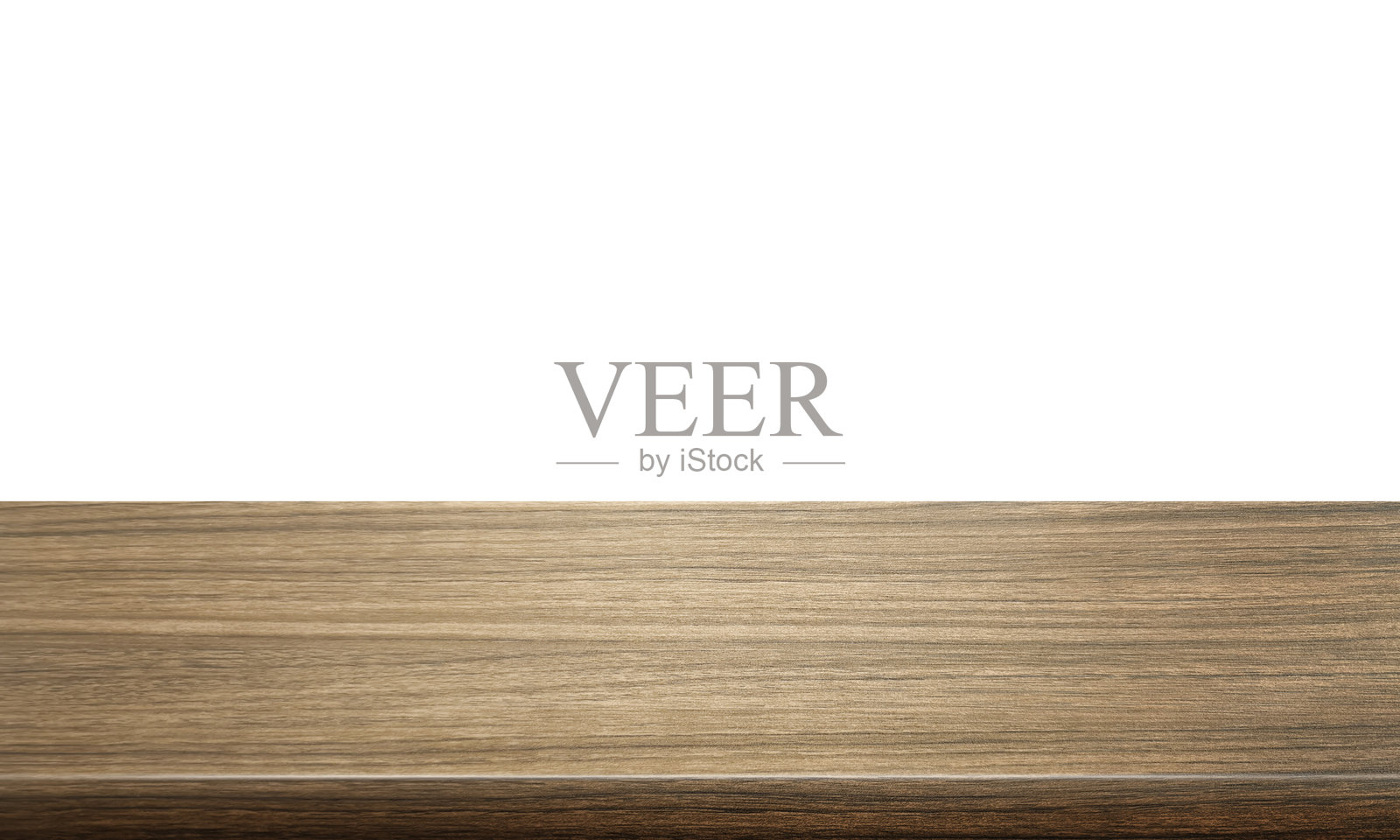 空的木桌正面视图，孤立在白色背景上。照片摄影图片