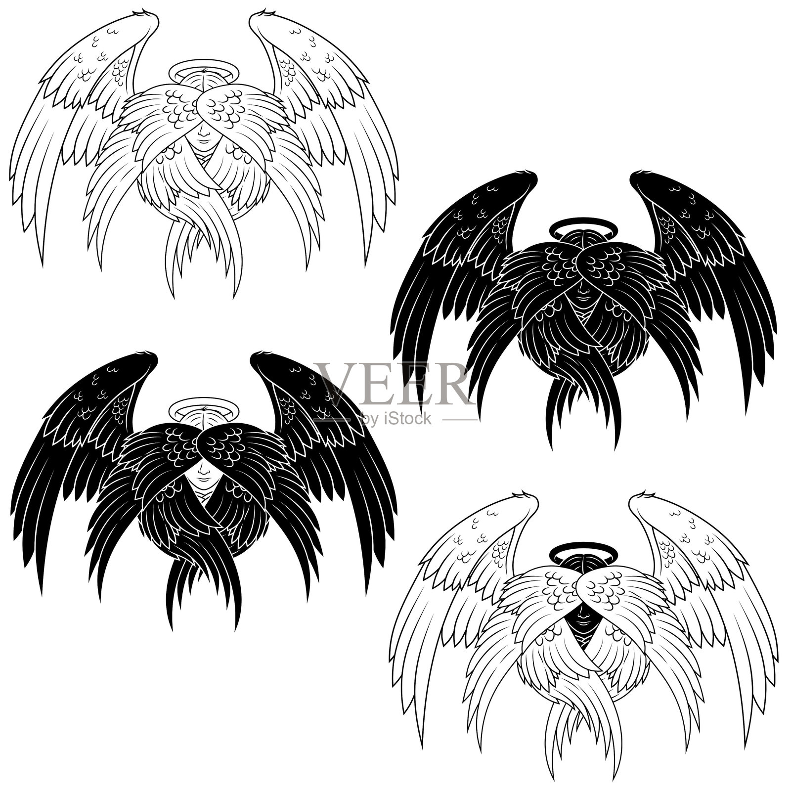 六翼天使插画图片素材