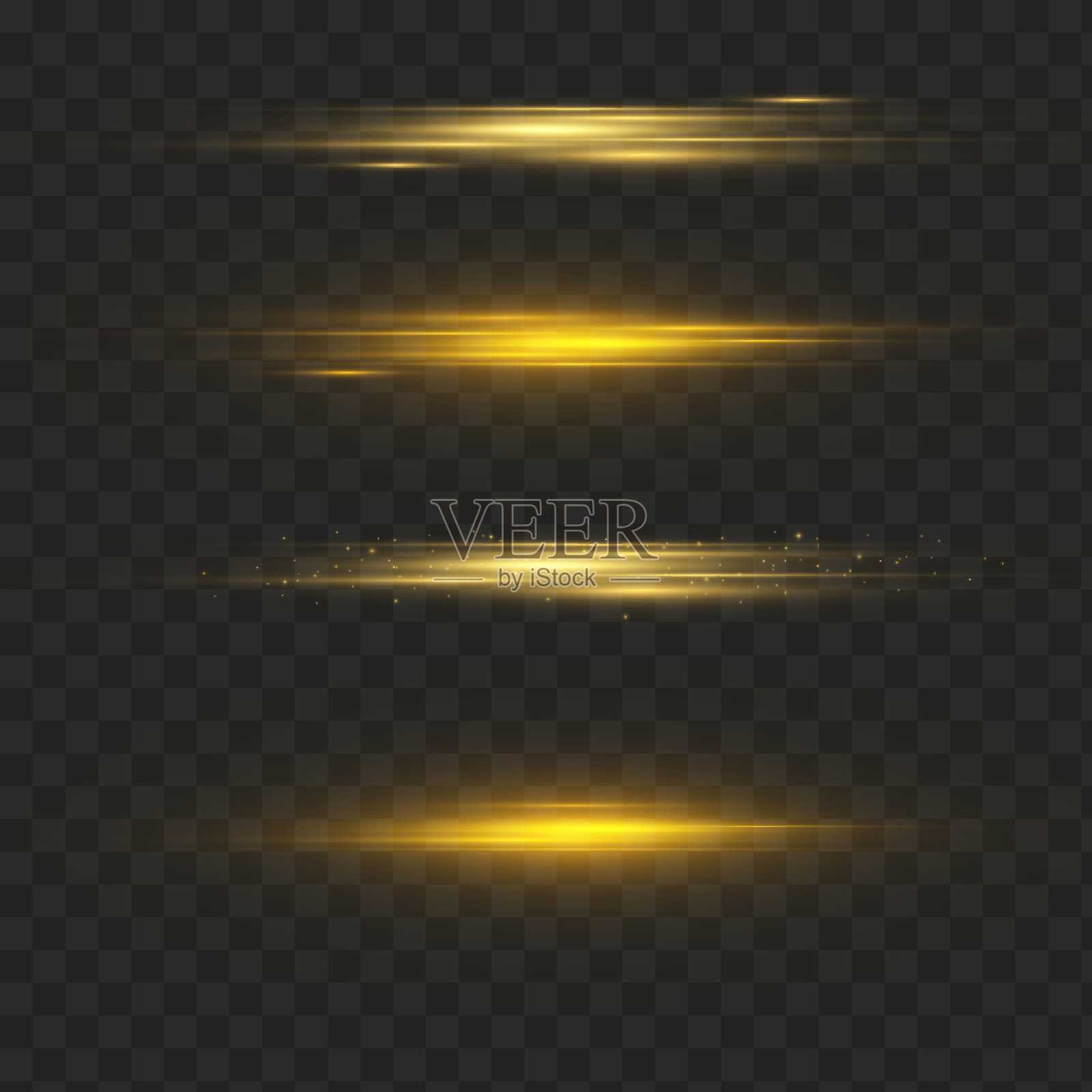 发光的金色线条，水平光束，闪光插画图片素材