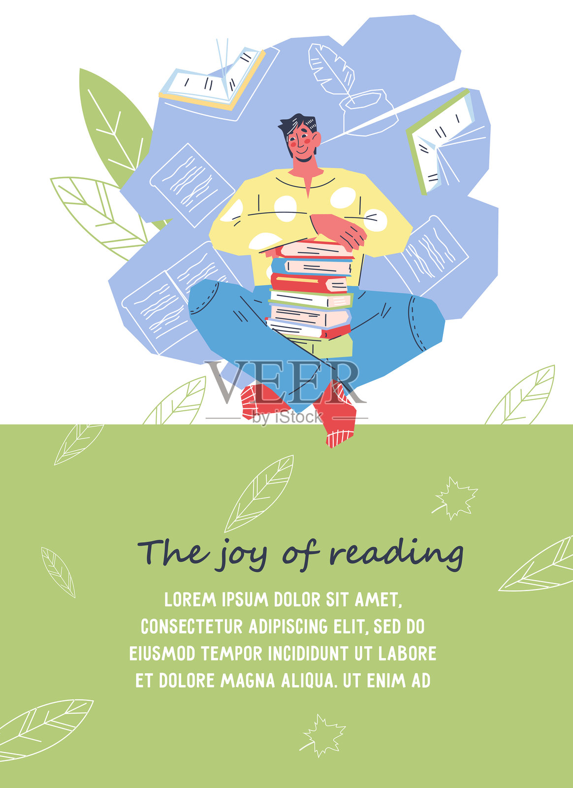 有声书和书籍促销的海报或横幅，在线图书馆或书店。插画图片素材