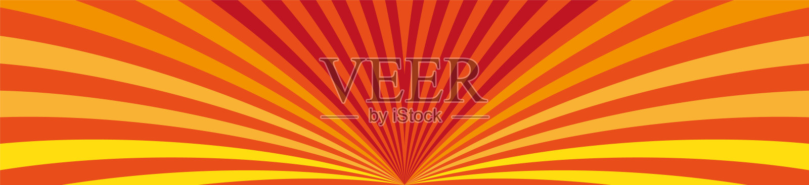 抽象矢量背景，横幅风格，弯曲的条纹和温暖的色彩，像日落时明亮的阳光射线插画图片素材