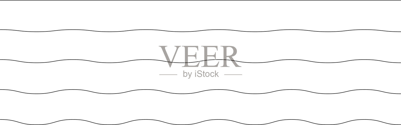 一组无缝波浪状、曲线和锯齿状交叉的水平线条。矢量图形设计元素。插画图片素材