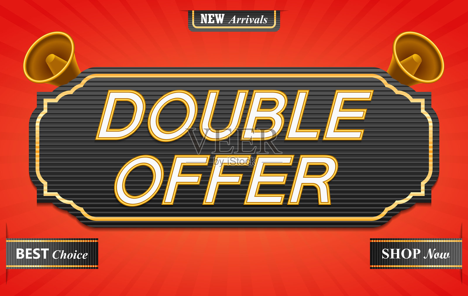 双重优惠横幅插画图片素材