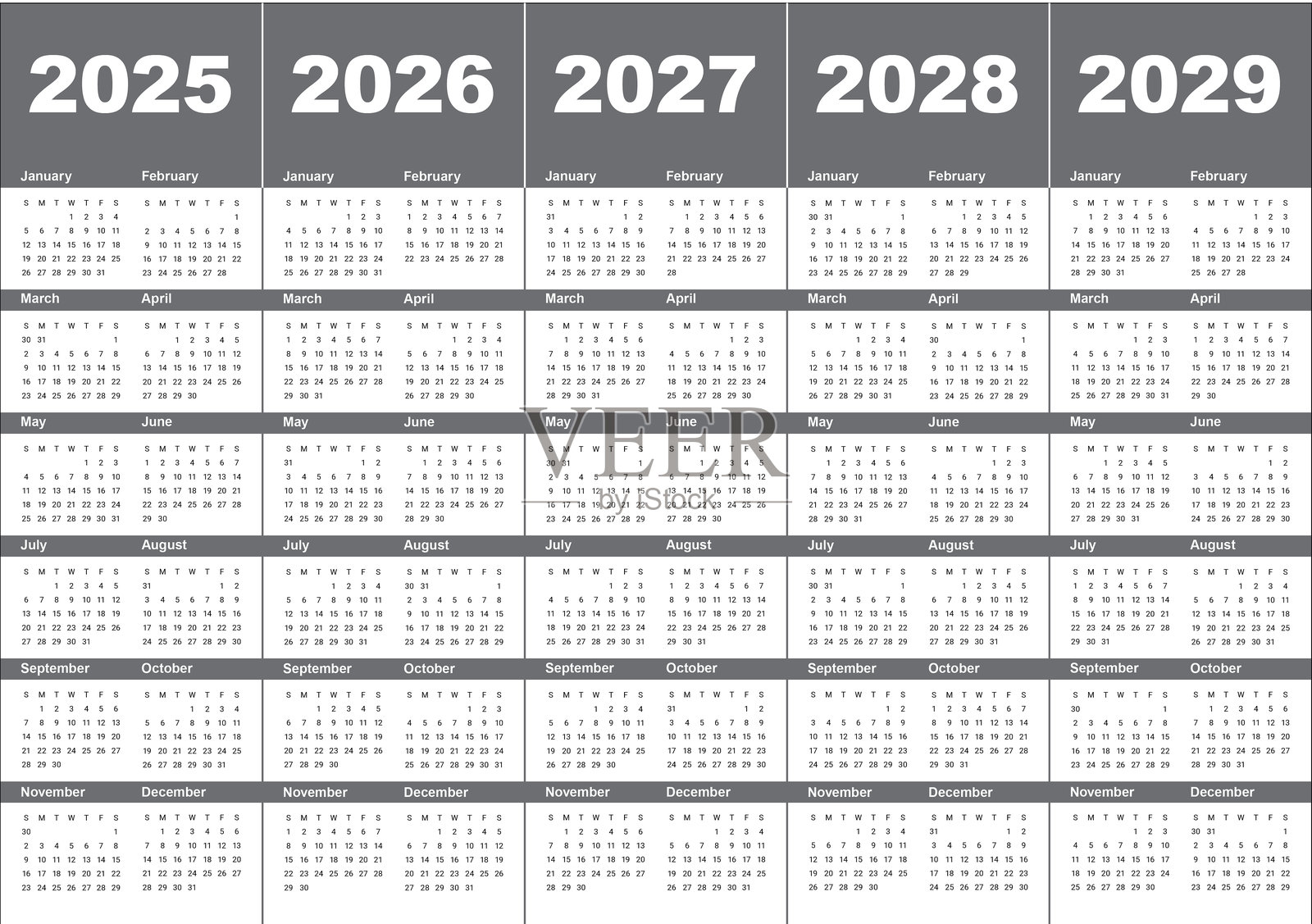 2025-2029年日历插画图片素材