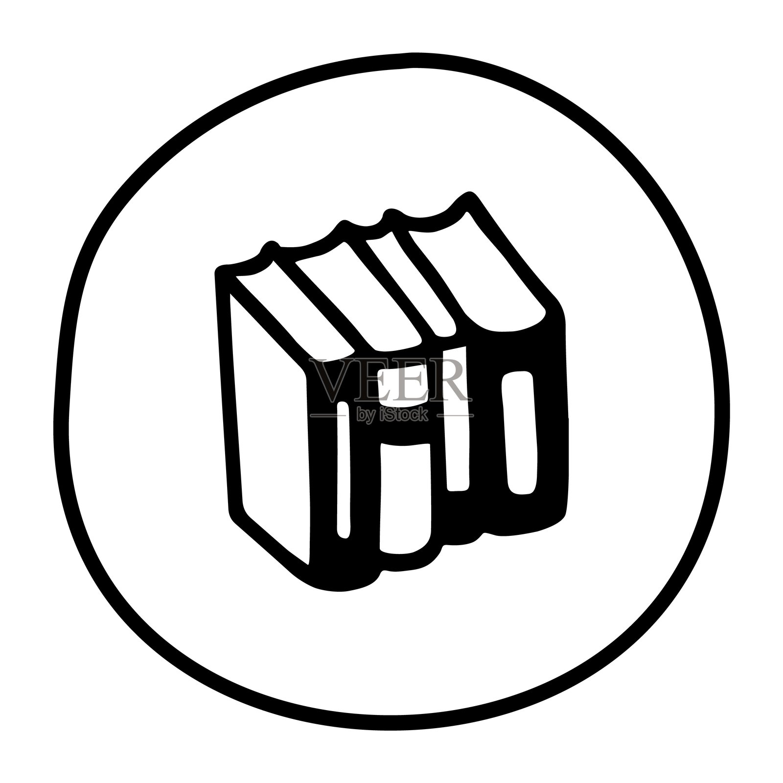 手绘的简约风格书架图标，采用细线条设计插画图片素材