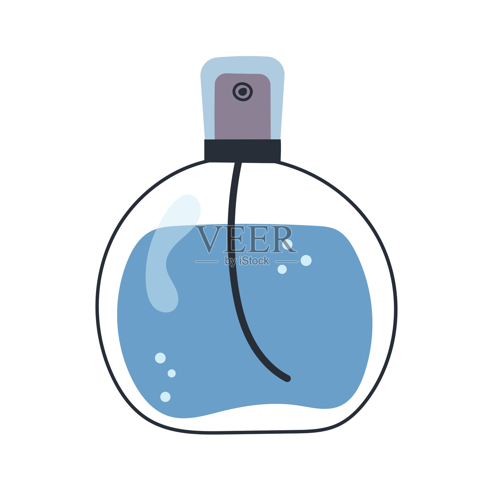 香水瓶。女性香水的矢量插图，采用扁平风格。喷雾瓶与淡香水。插画图片素材