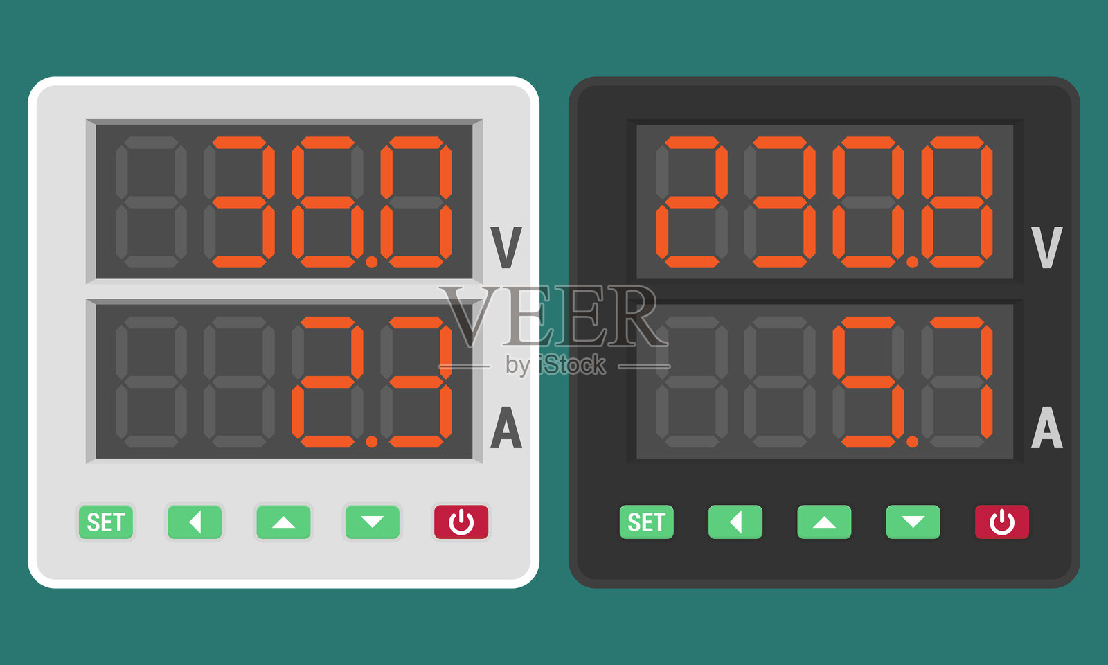 数字电压和电流表插画图片素材