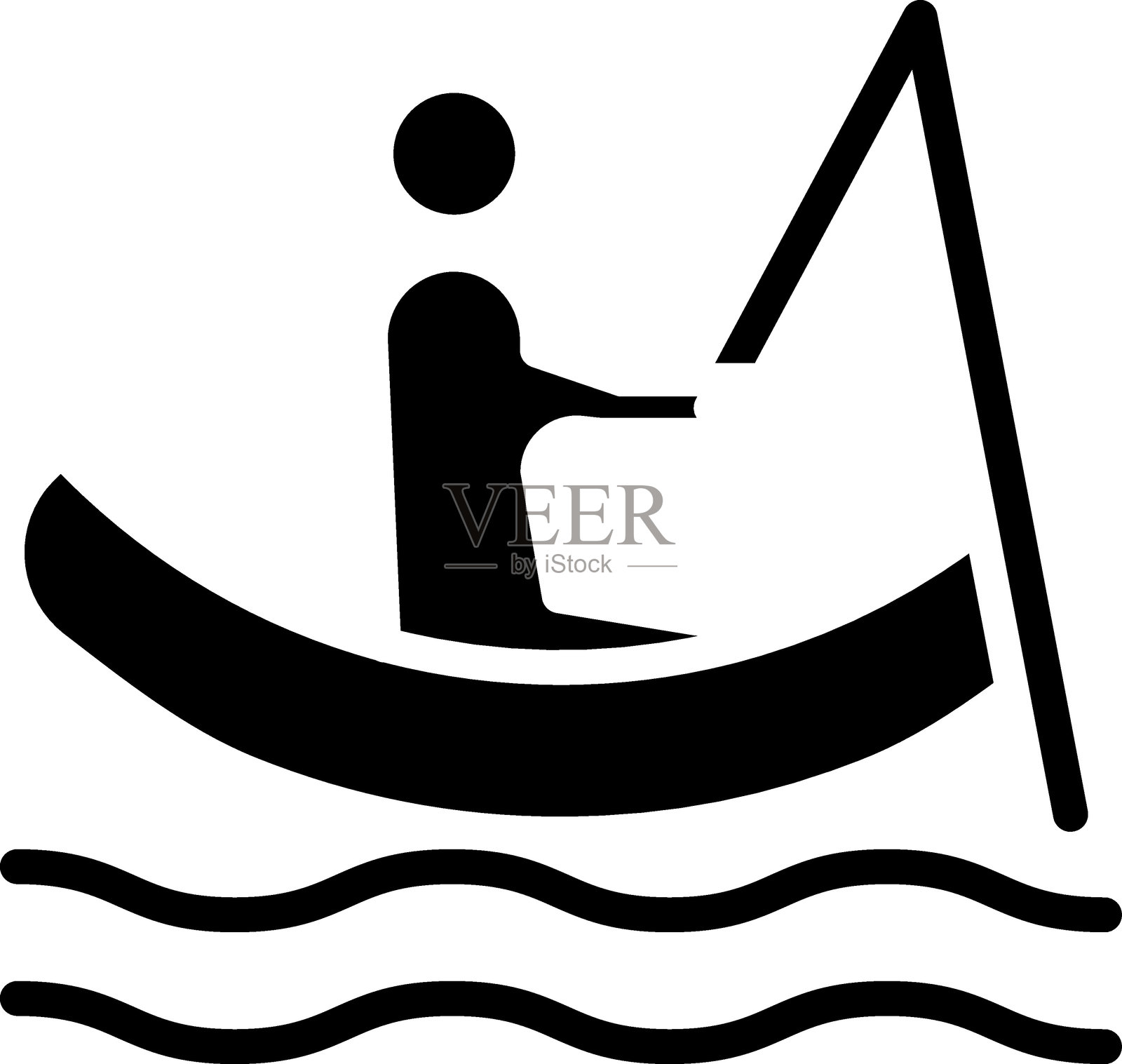 船上渔夫图标风格插画图片素材