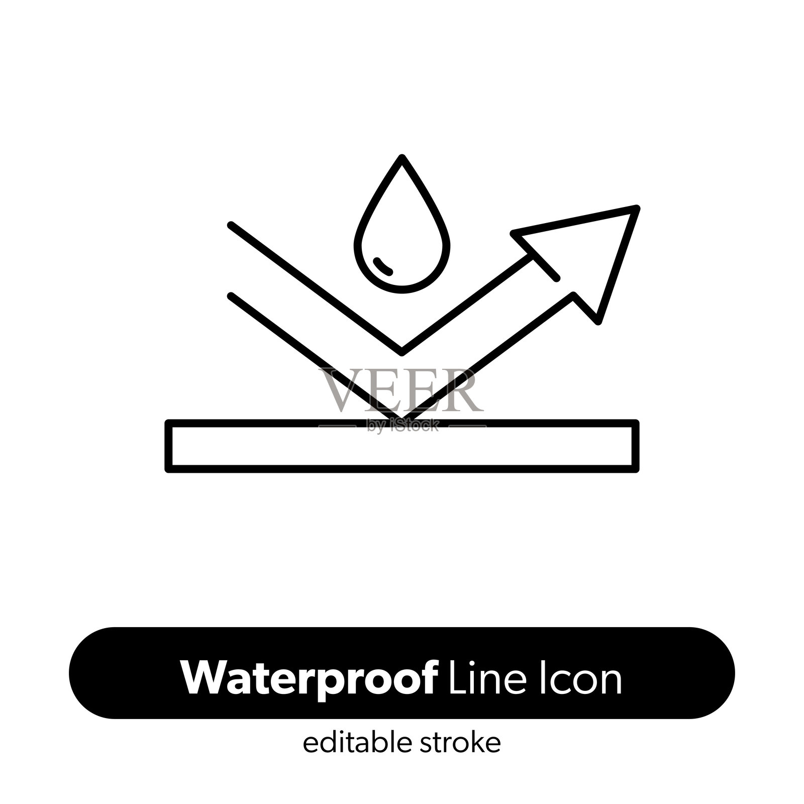防水线条图标。可编辑的线条矢量图标。插画图片素材