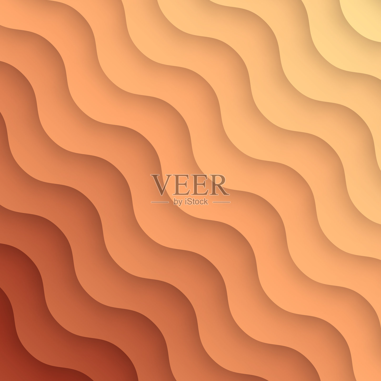 时尚的几何背景与橙色抽象波浪插画图片素材