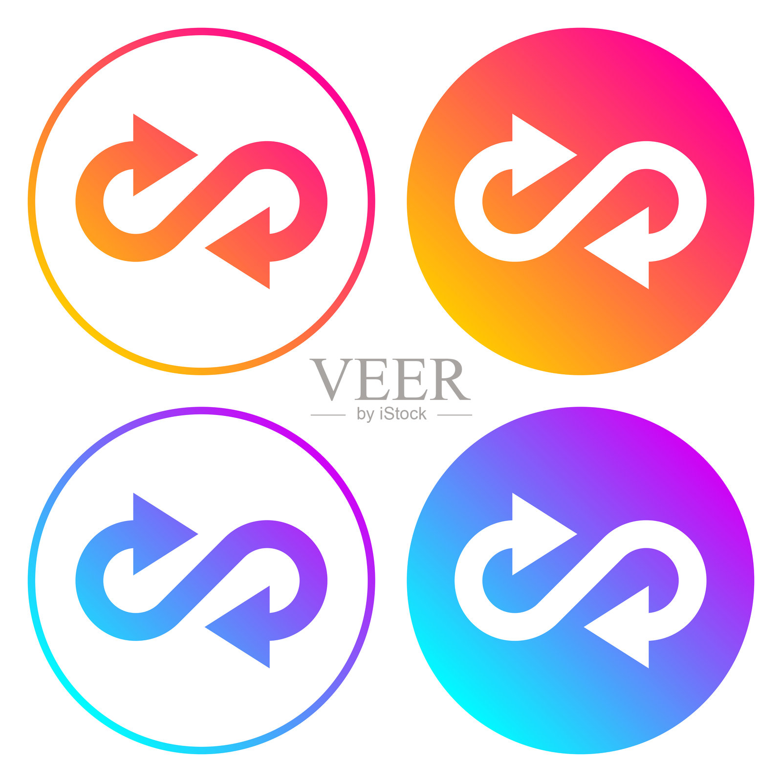 无限方向箭头。带有颜色渐变的圆形图标插画图片素材