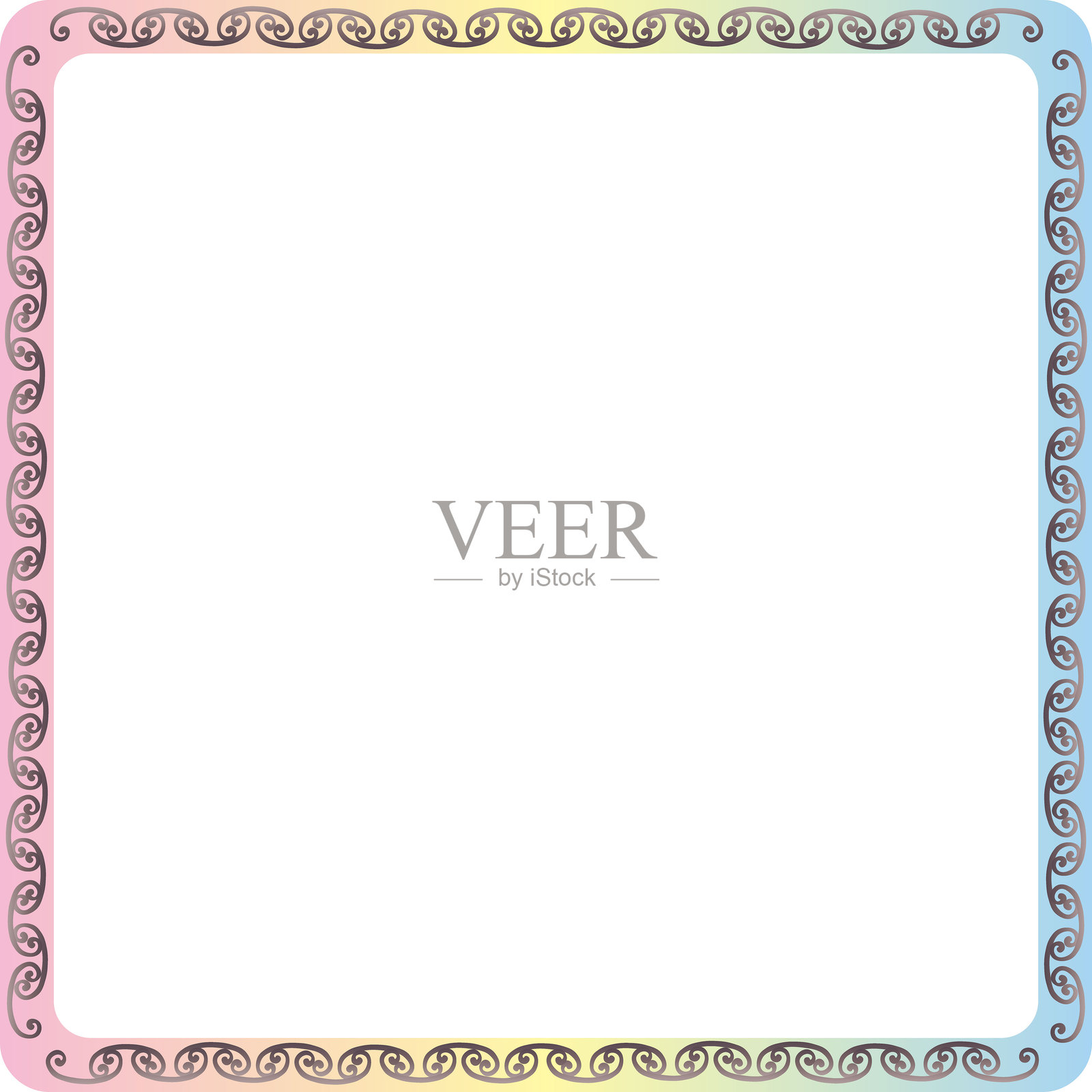 简单的框架，带有美丽的彩虹色彩插画图片素材