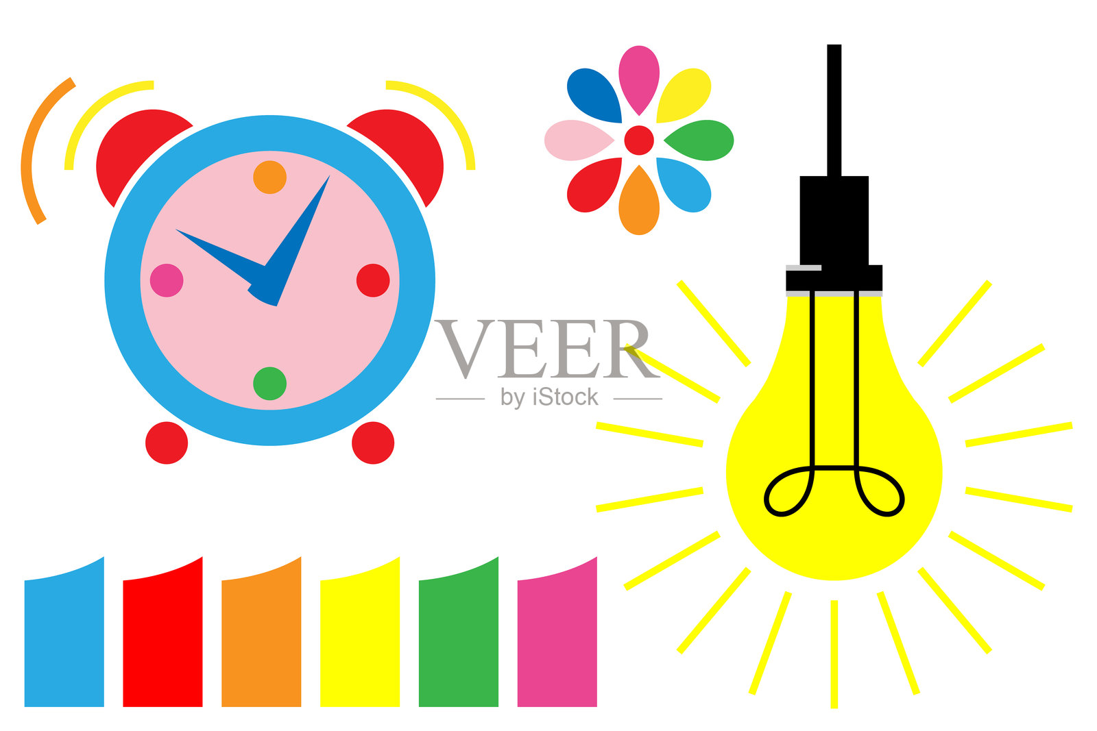 一组白色背景下的办公和学校科目图标插画图片素材