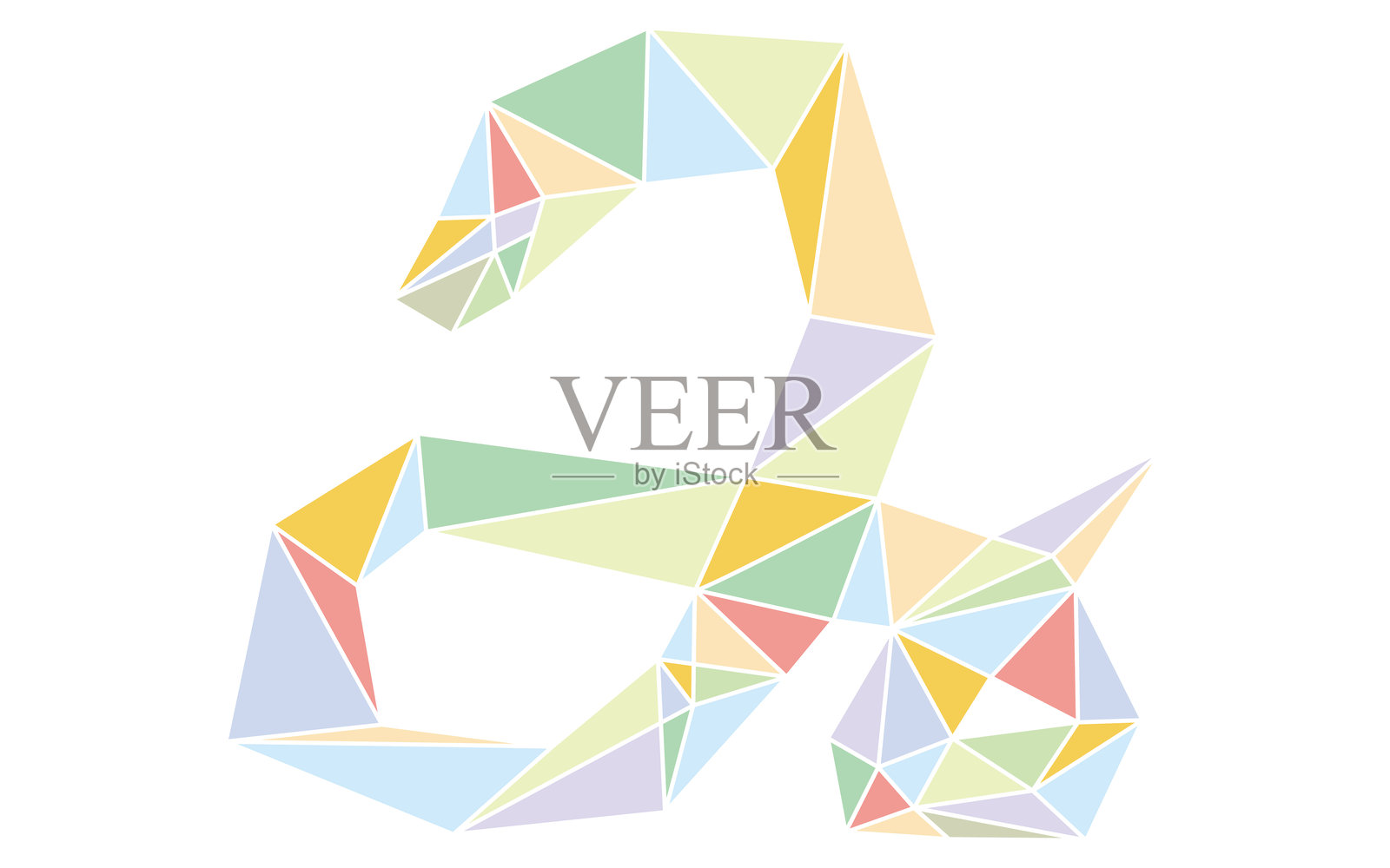 多边形风格的蛇，平假名“み”形状插画图片素材