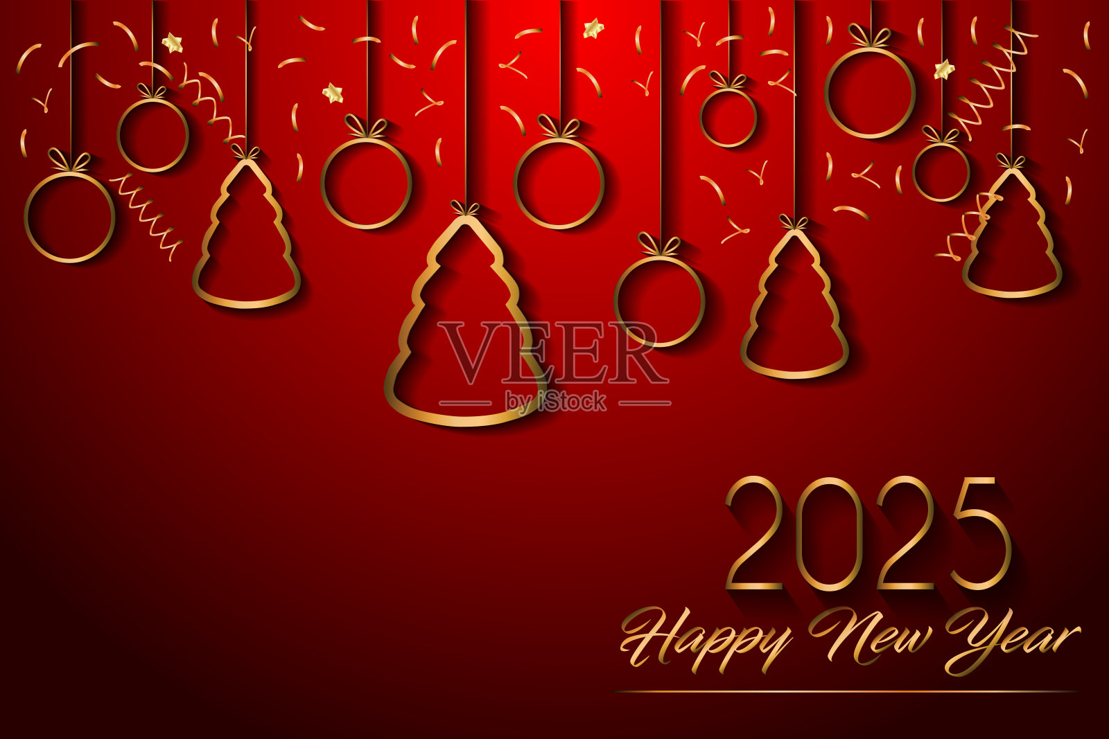 2025年新年快乐背景，适用于您的节日邀请函、庆祝海报和贺卡。插画图片素材